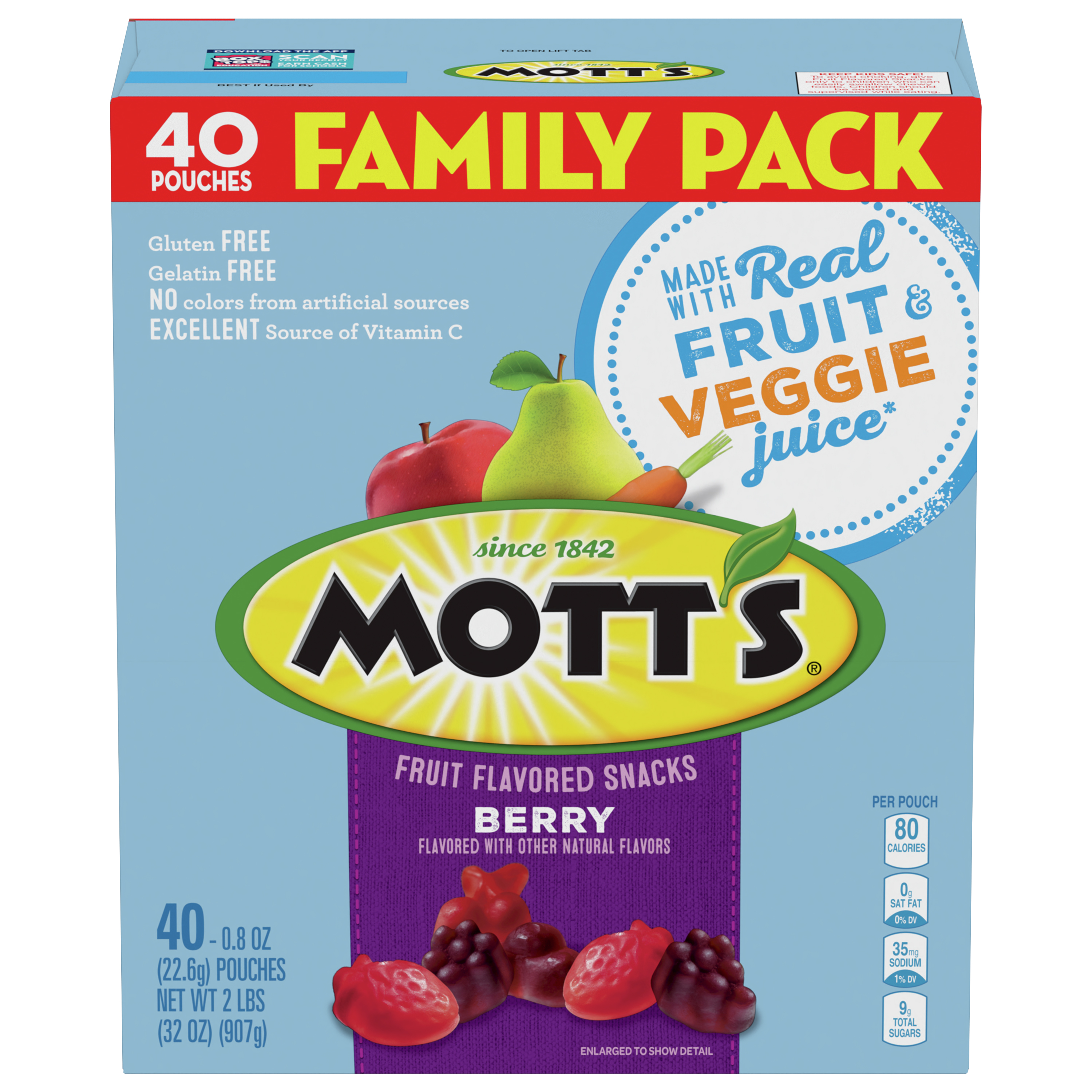 Fruit Flavored Snacks, Berry, Family Pack