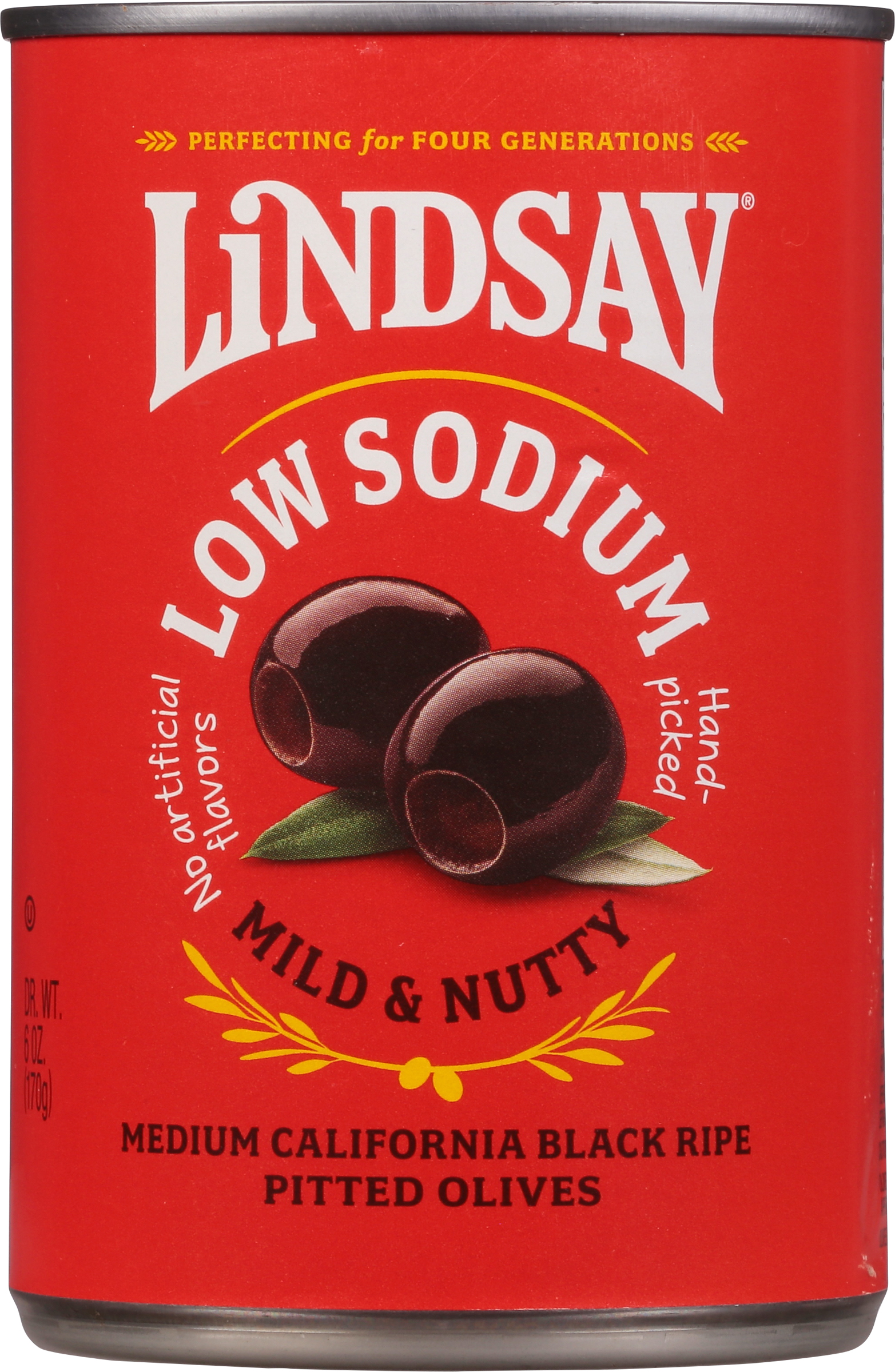 Olives, Low Sodium, Black Ripe Pitted, California, Medium