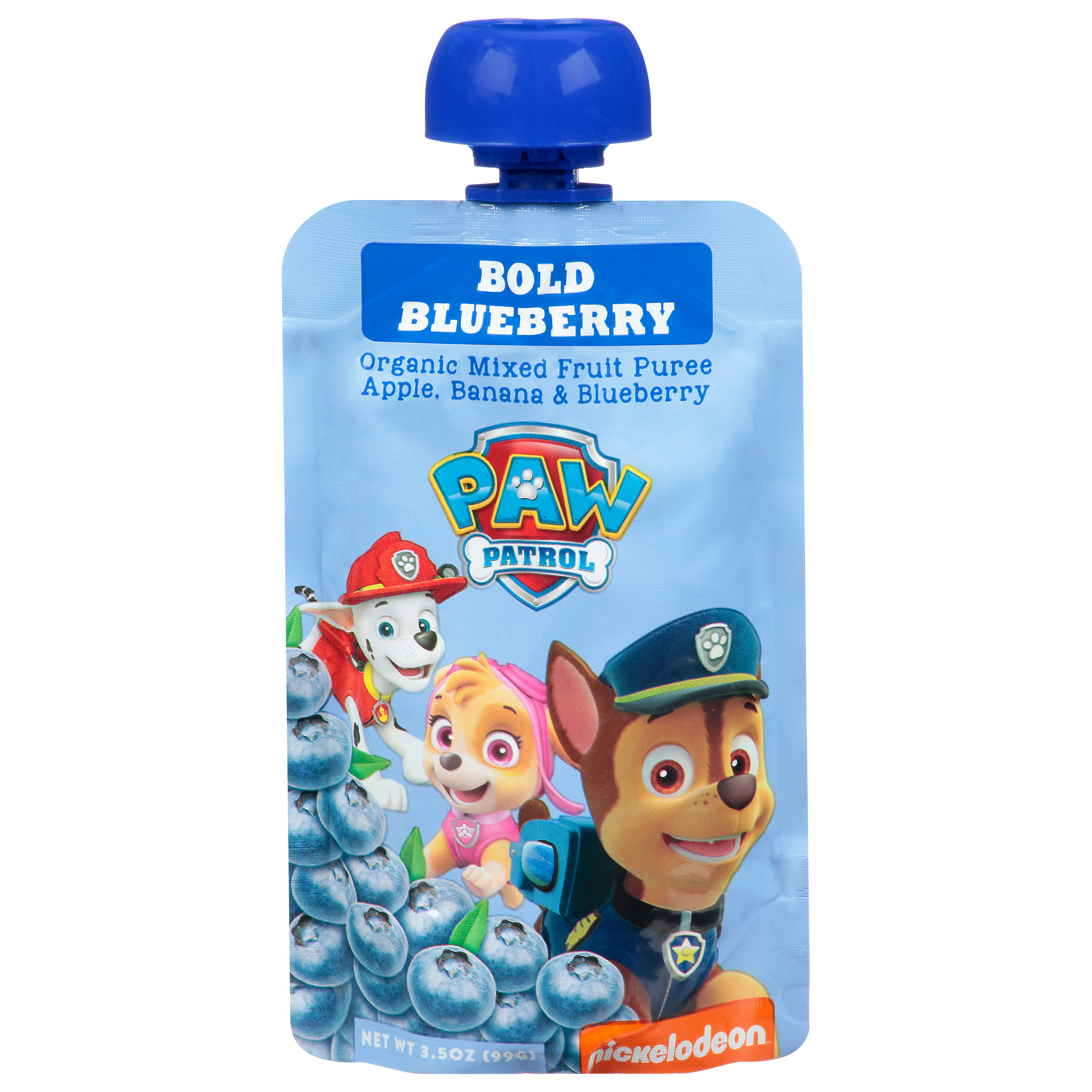 Paw Patrol Organic Bold Blueberry Mixed Fruit Puree 3.5 Oz