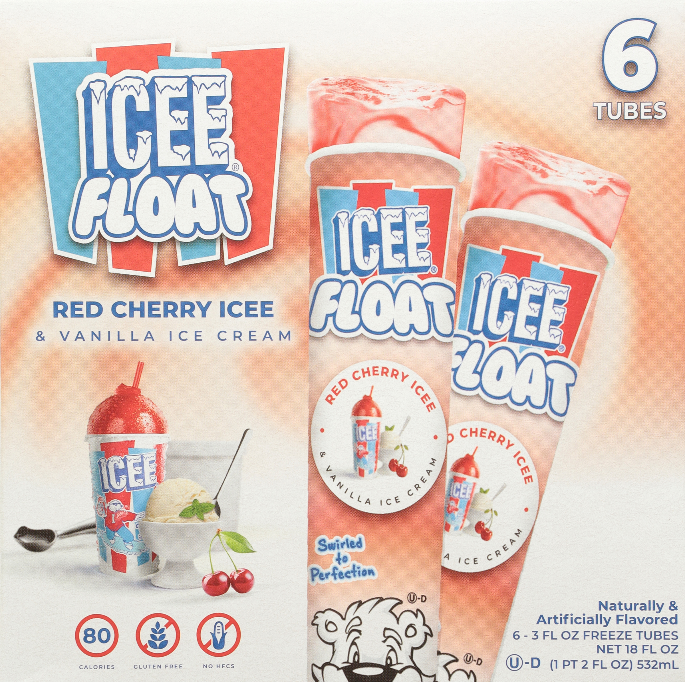 Freeze Tubes, Red Cherry Icee & Vanilla Ice Cream