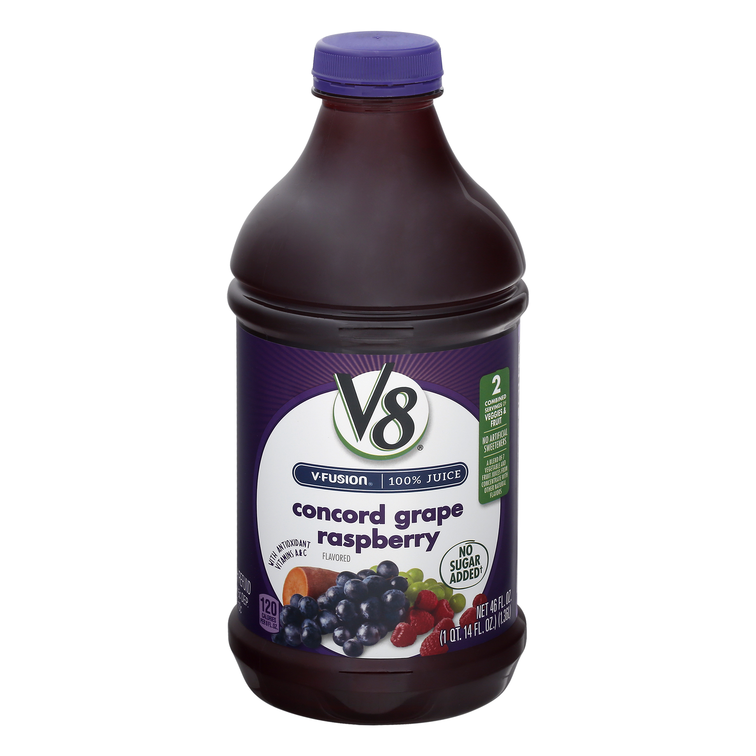 V8 V-fusion Concord Grape Raspberry Flavored 100% Juice 46 Oz