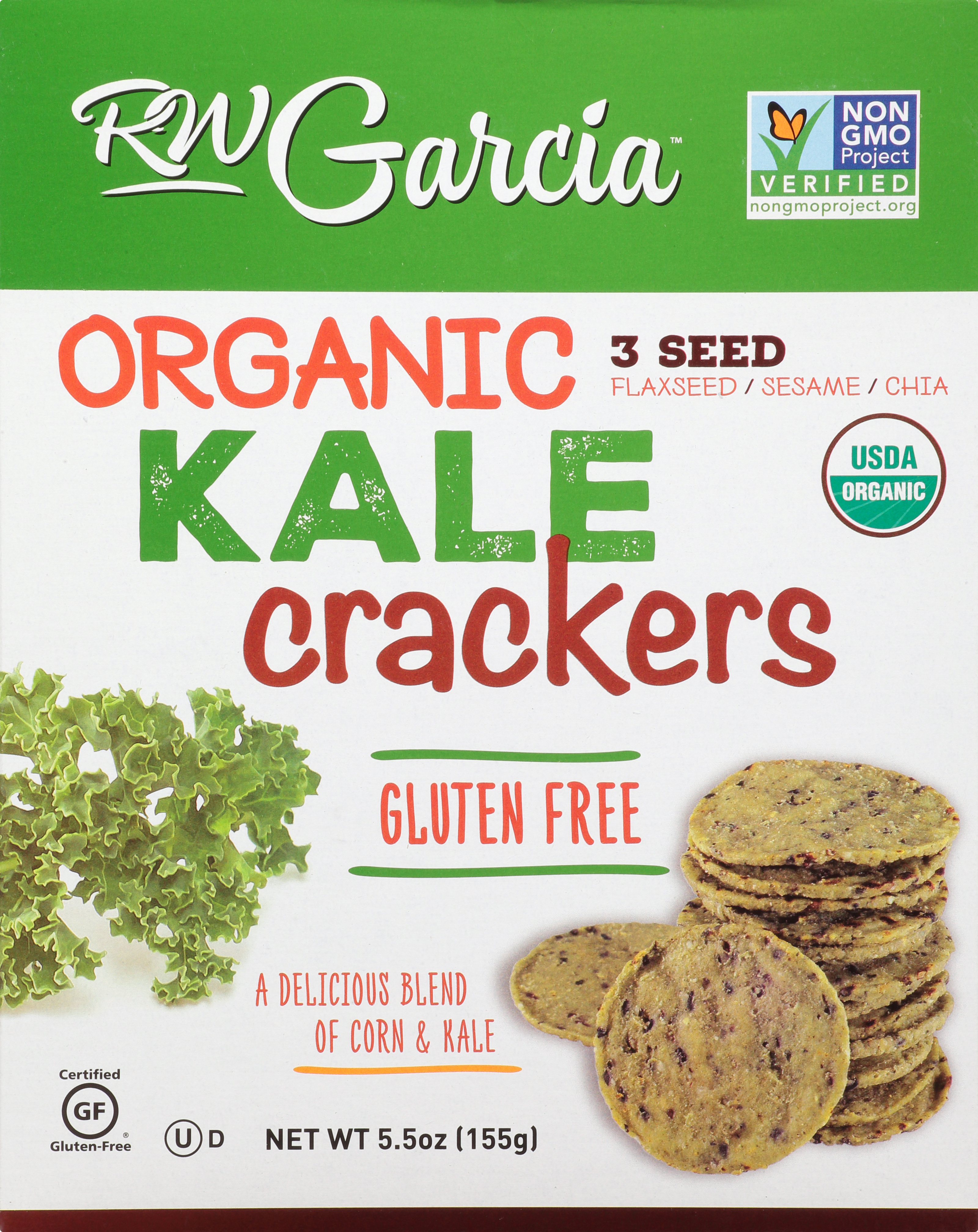 Crackers, Gluten Free, Organic, Kale, 3 Seed
