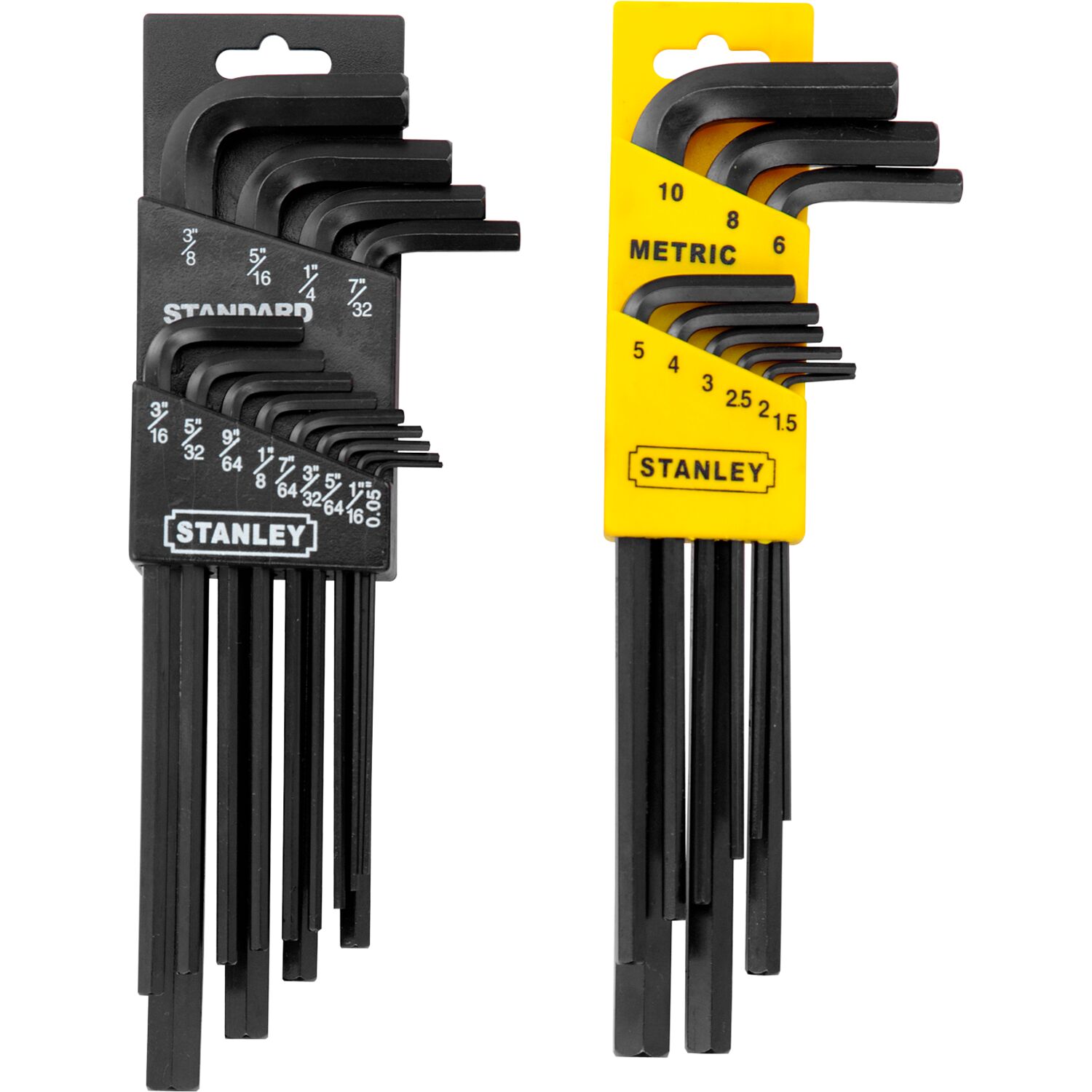 Stanley® Folding Metric and SAE Hex Keys, 2/Pack, Yellow/Black
