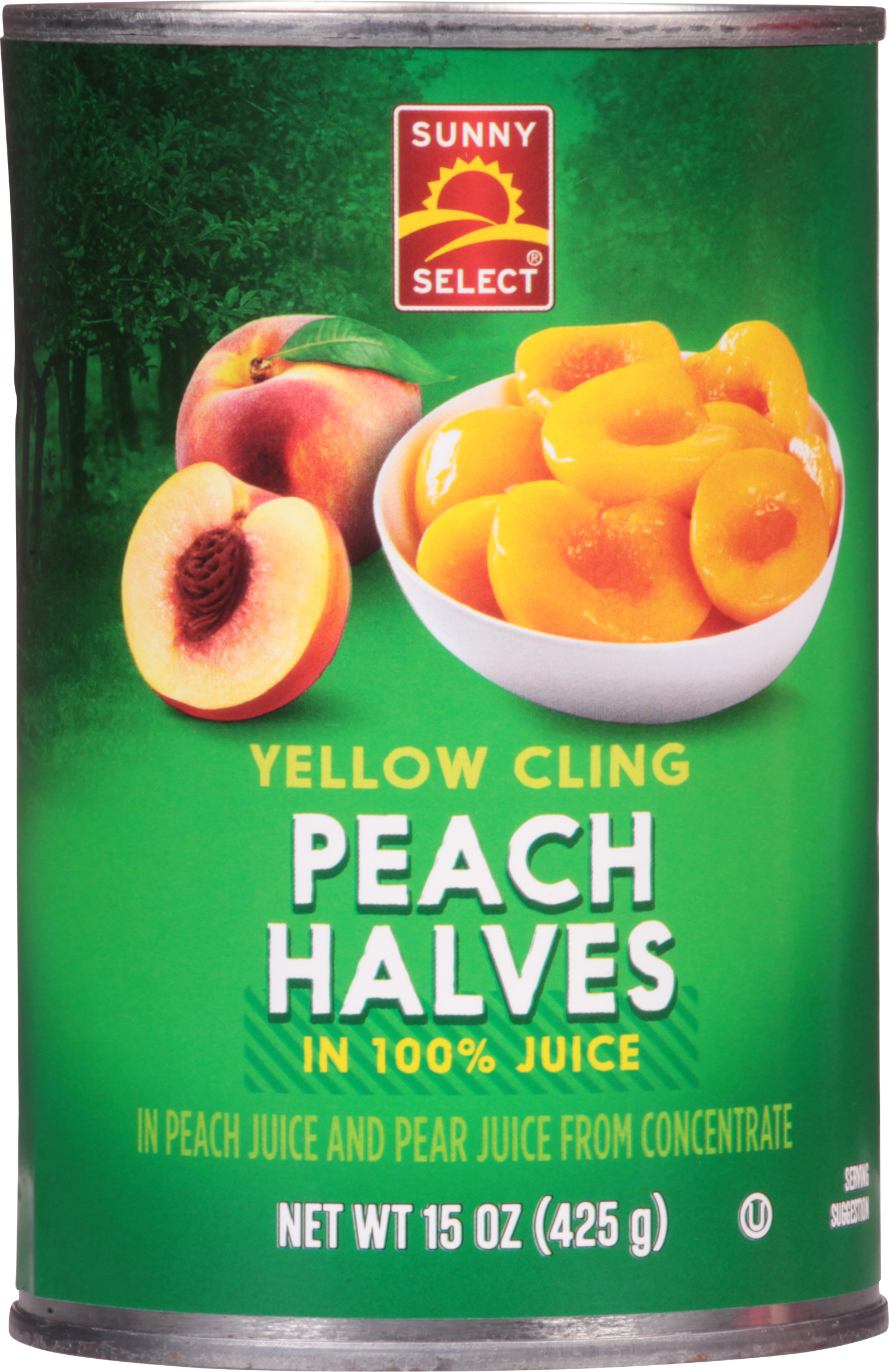 Peach Halves in 100% Juice, Yellow Cling