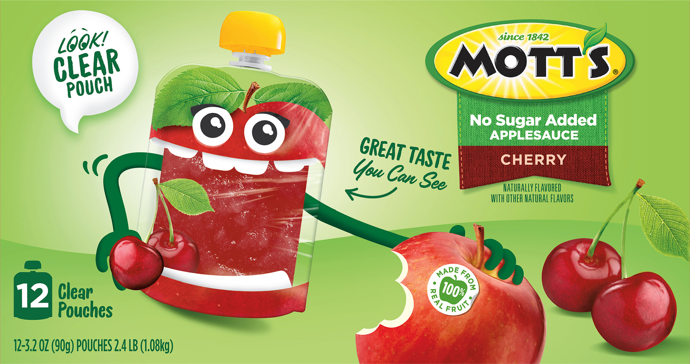 Applesauce, No Sugar Added, Cherry