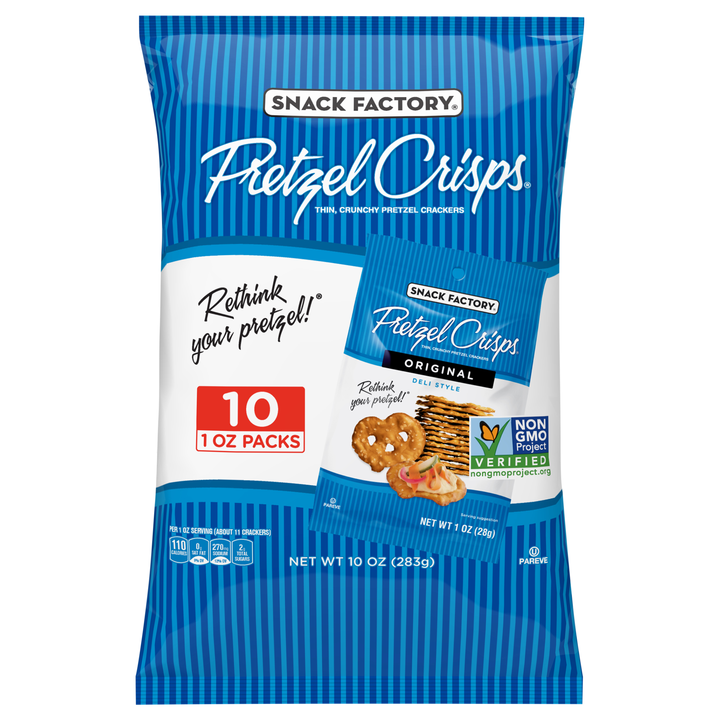 Snack Factory Deli Style Original Pretzel Crisps 10 - 1 Oz Packs