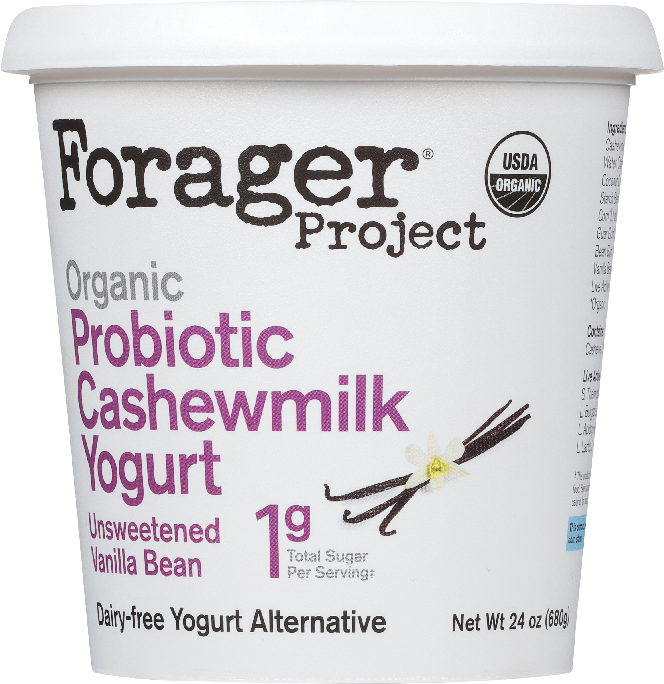 Cashewmilk Yogurt, Dairy-Free, Organic, Unsweetened Vanilla Bean, Probiotic