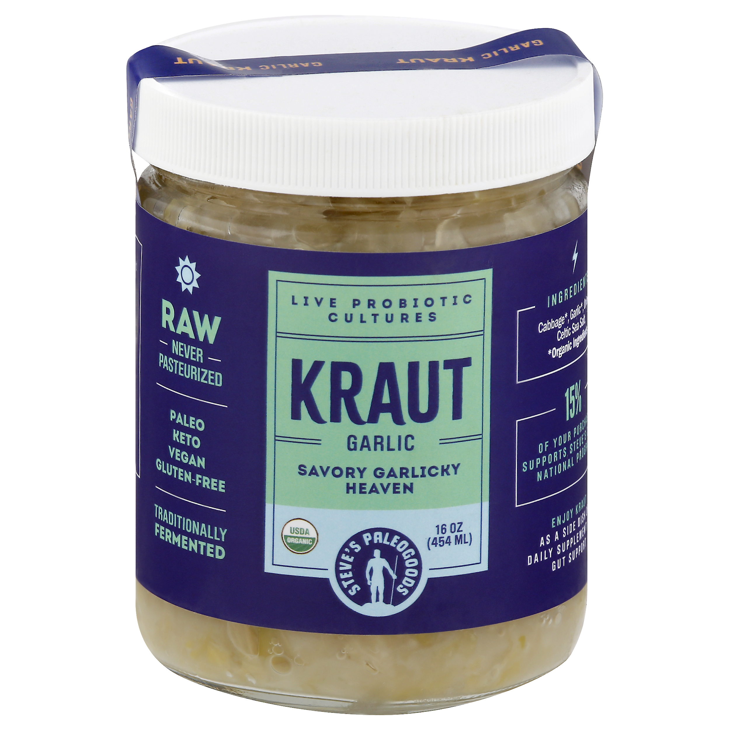 Steves Paleogoods Garlic Kraut 16 Oz