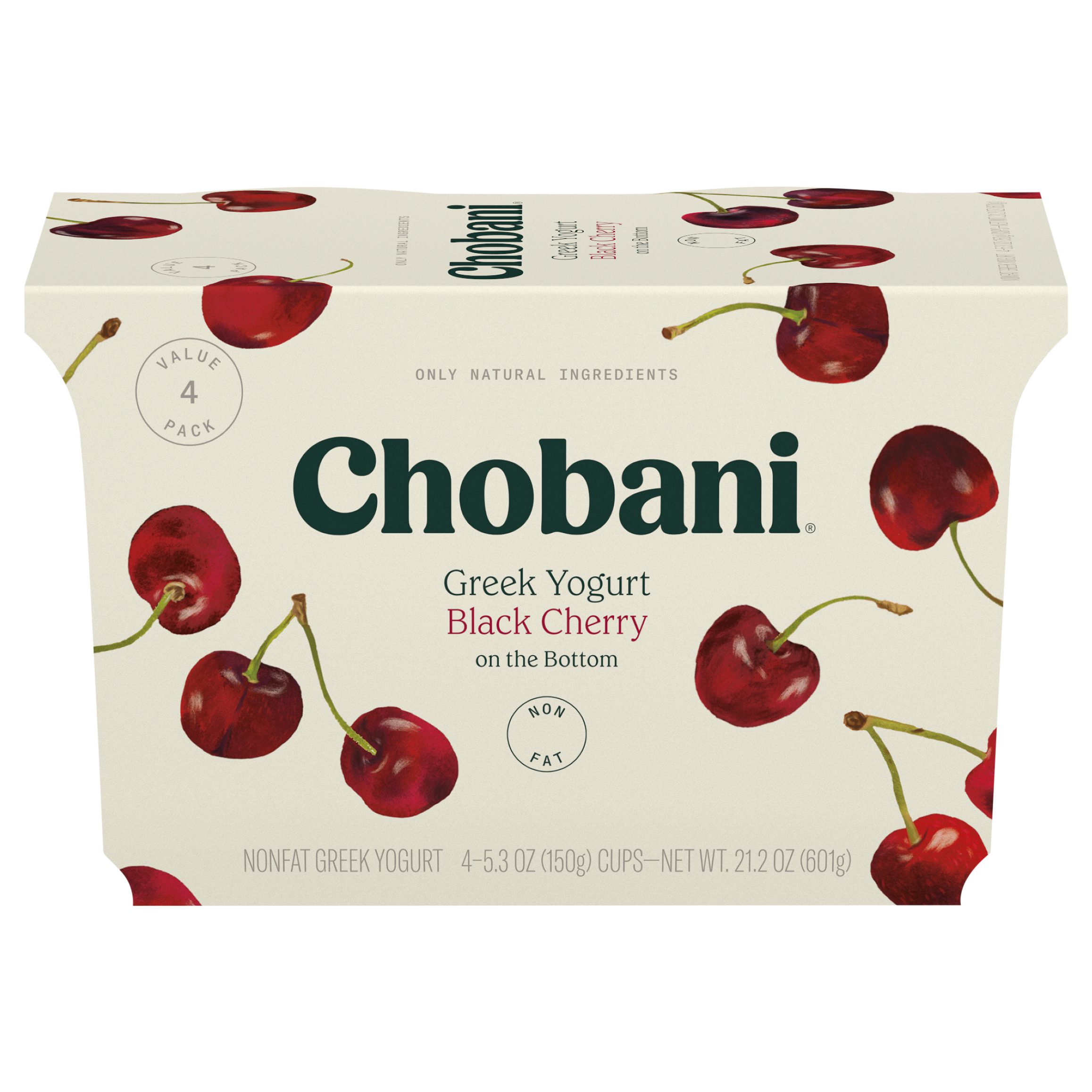 Yogurt, Greek, Nonfat, Black Cherry on the Bottom, Value 4 Pack