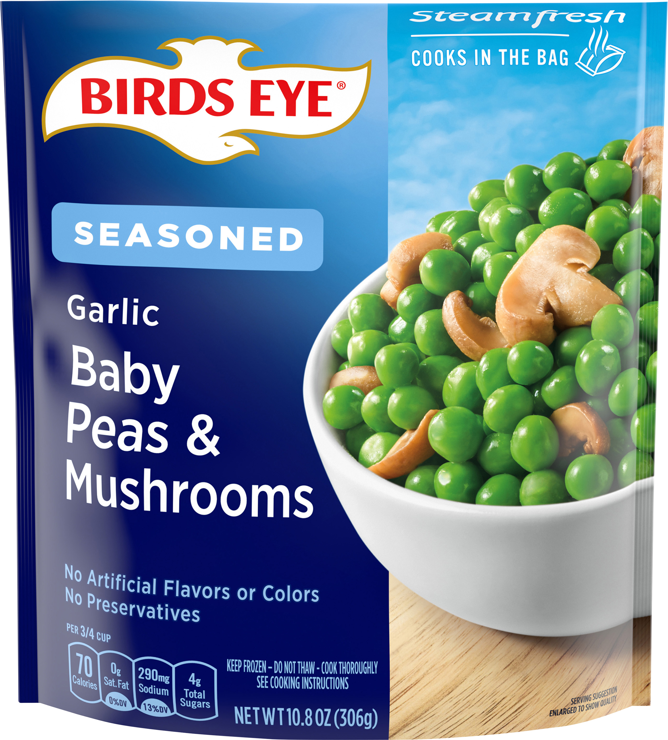 Baby Peas & Mushrooms, Seasoned, Garlic