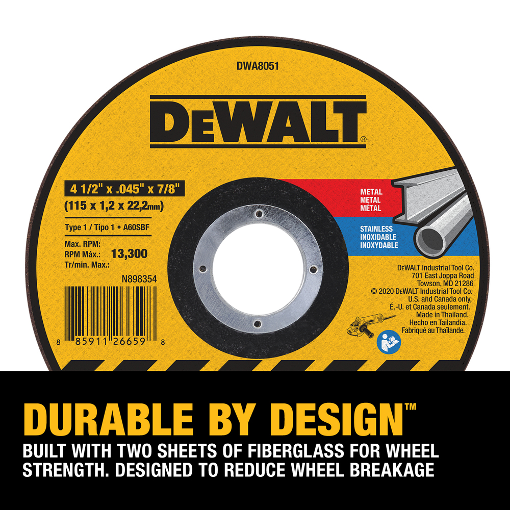 White Cap | Dewalt Metal Cut-Off Wheel, 4-1/2-Inch x .045 White Cap | Dewalt Metal Cut-Off Wheel, 4-1/2-Inch x .045