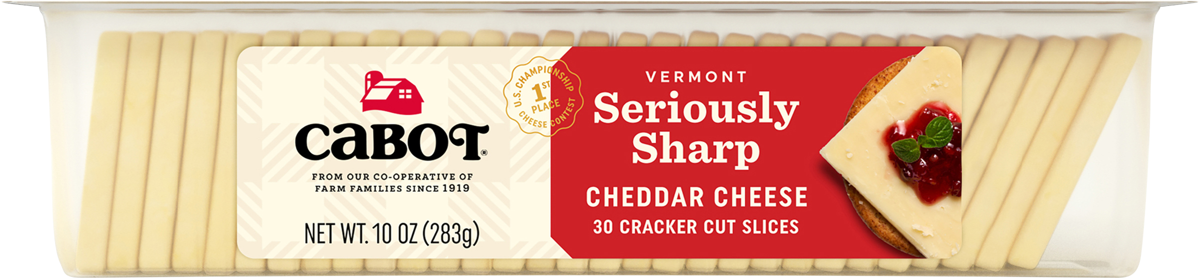 Cheddar Slices, Cheddar, Vermont, Seriously Sharp, Cracker Cut