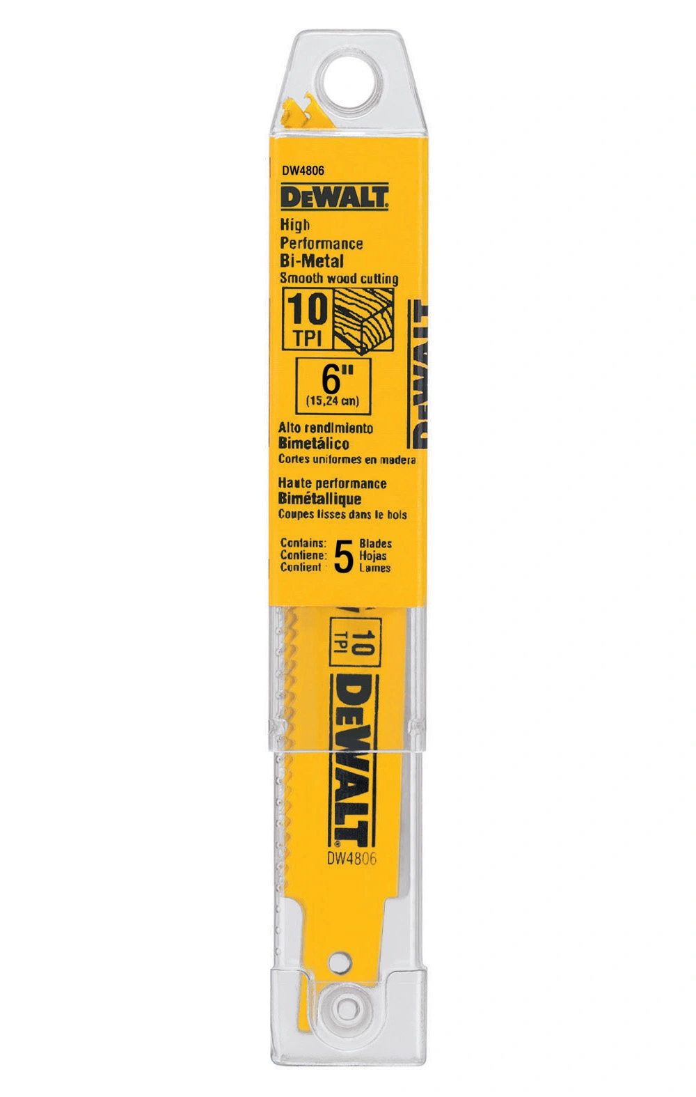 DEWALT 5Pk 6" 10Tpi Multi Purpose Reciprocating Blade