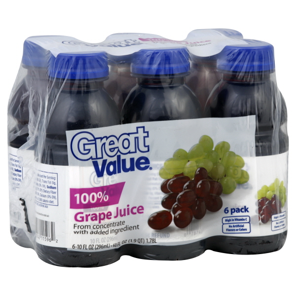 Great Value 100% Juice 6 Ea
