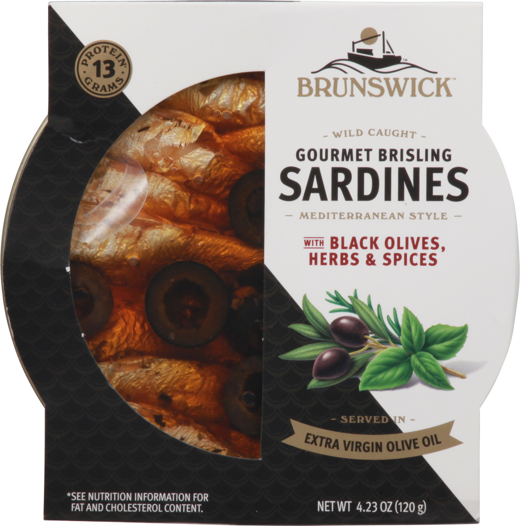 Sardines, Gourmet Brisling, with Black Olives, Herb & Spices