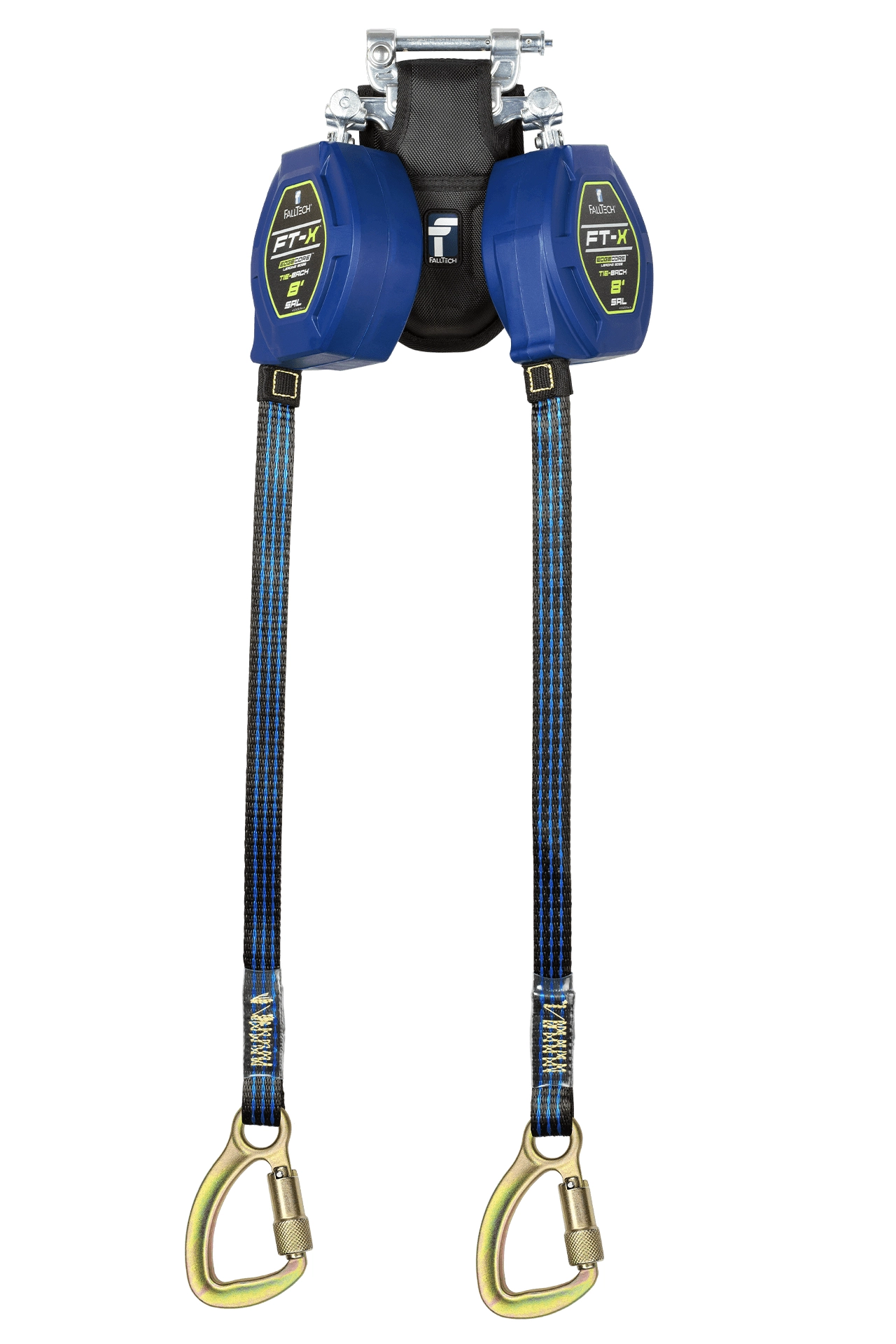 FallTech FT-X EdgeCore 8' Tie-Back Class 2 Twin-Leg Leading Edge Personal SRL-P with Steel 5k Carabiners and SpeedLink