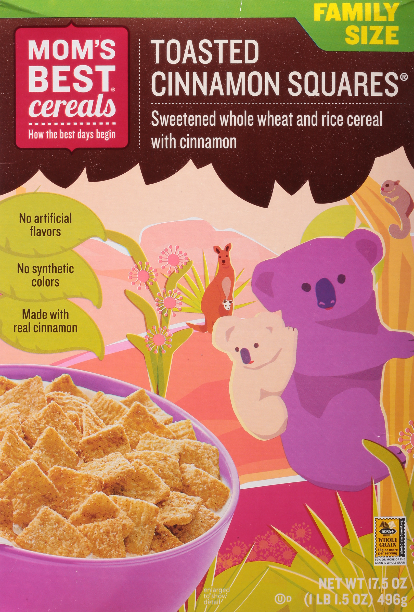 Cereal, Toasted Cinnamon Squares, Family Size