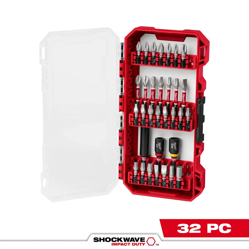 White Cap | Milwaukee 32 Piece SHOCKWAVE Driver Bit Set