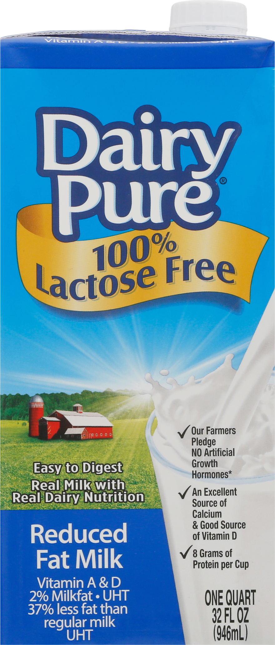 Milk, 100% Lactose Free, 2% Milkfat, Reduced Fat