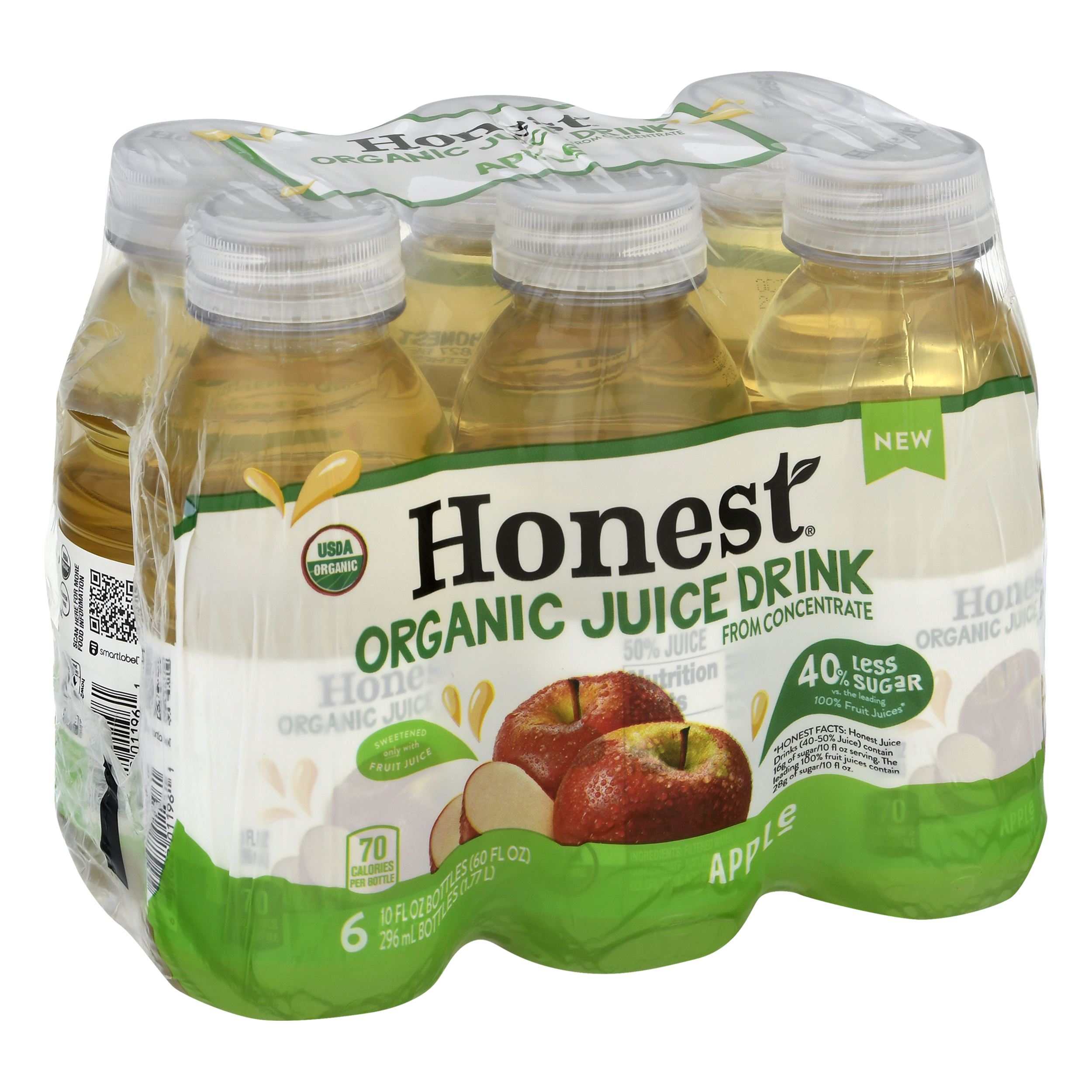 Honest Juice Drink, Apple, Organic, 6 Pack, Shrink Wrapped