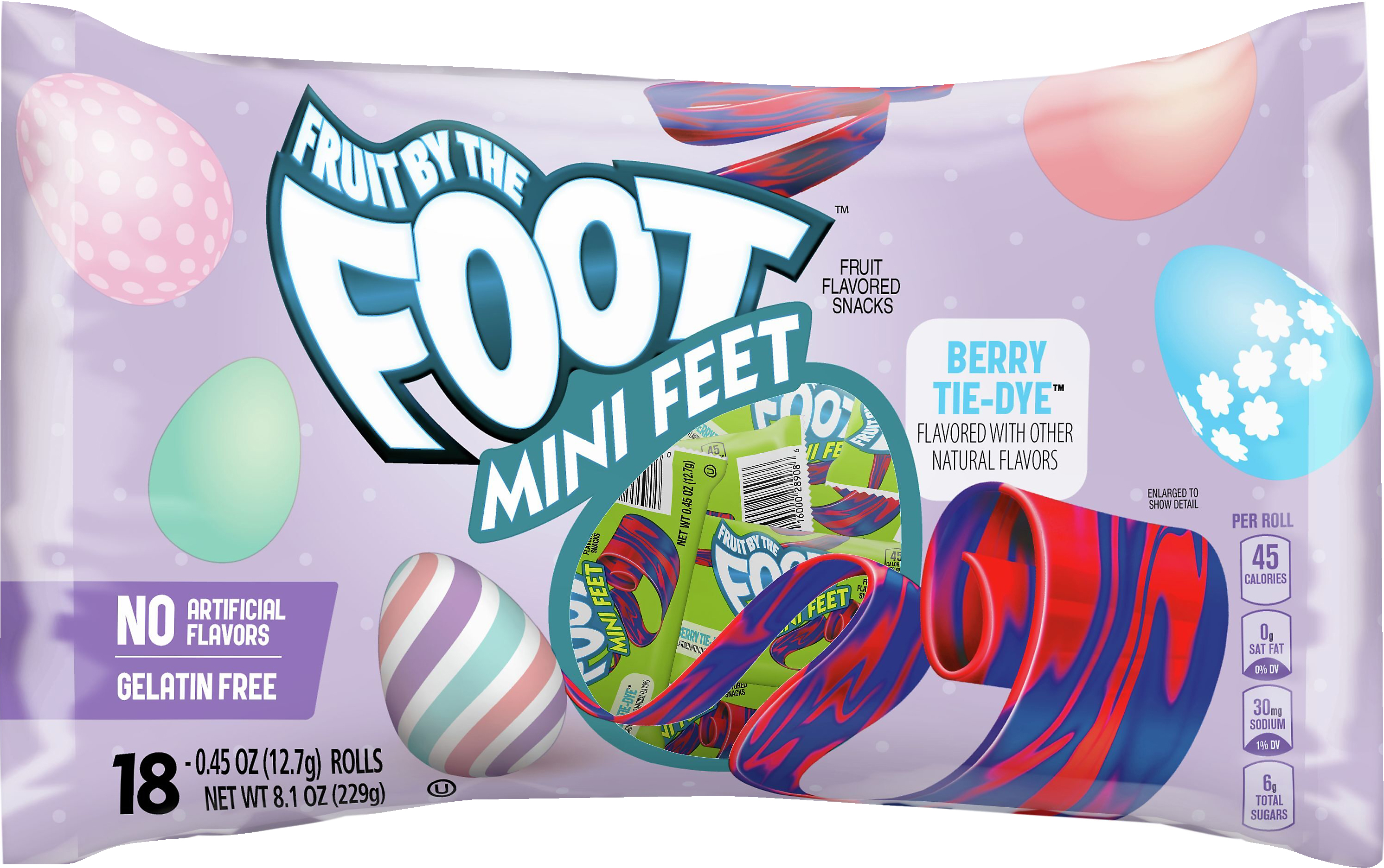 Fruit Flavored Snacks, Berry Tie-Dye, Mini Feet