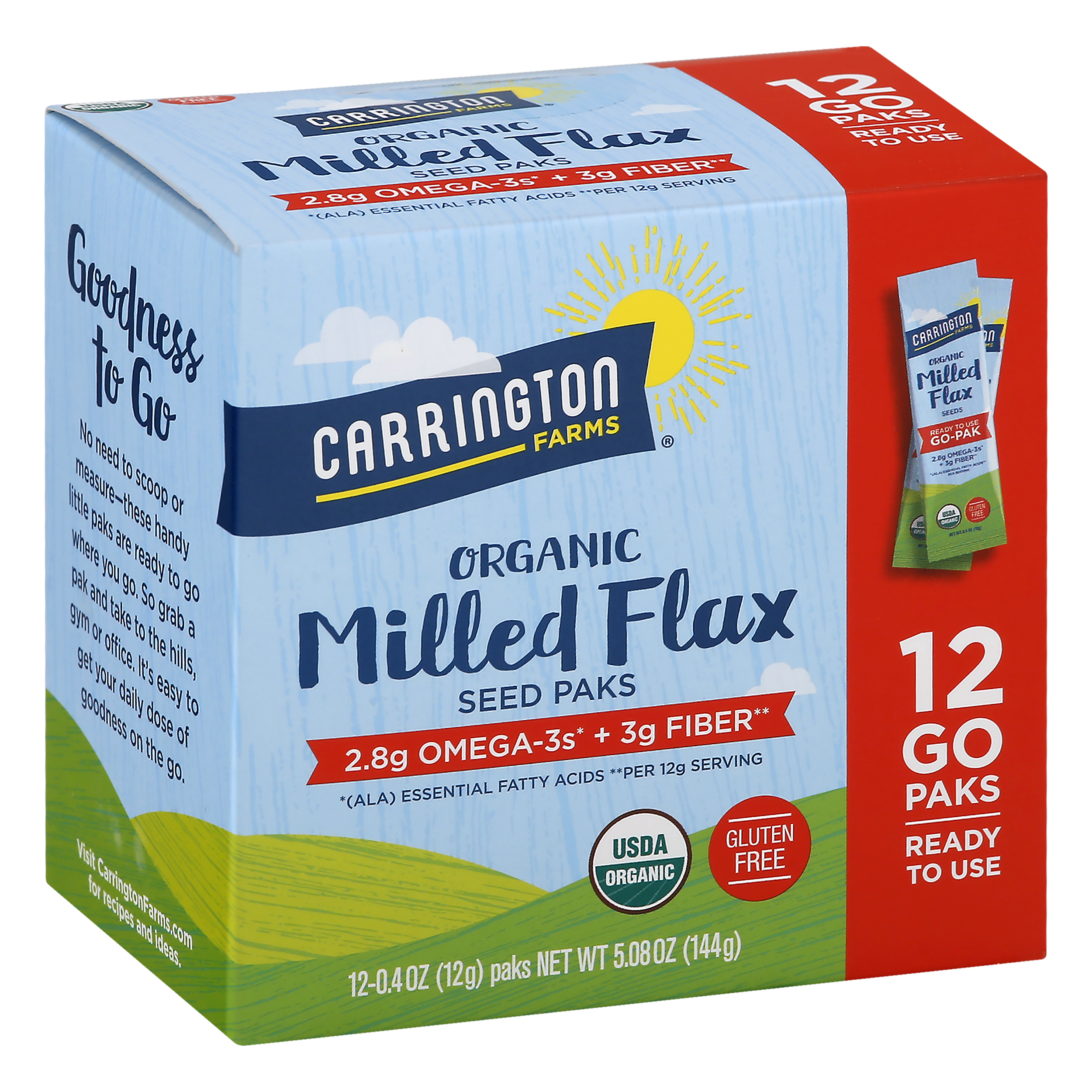 Carrington Farms Organic Seed Paks 12 Go Paks Milled Flax 12 Ea