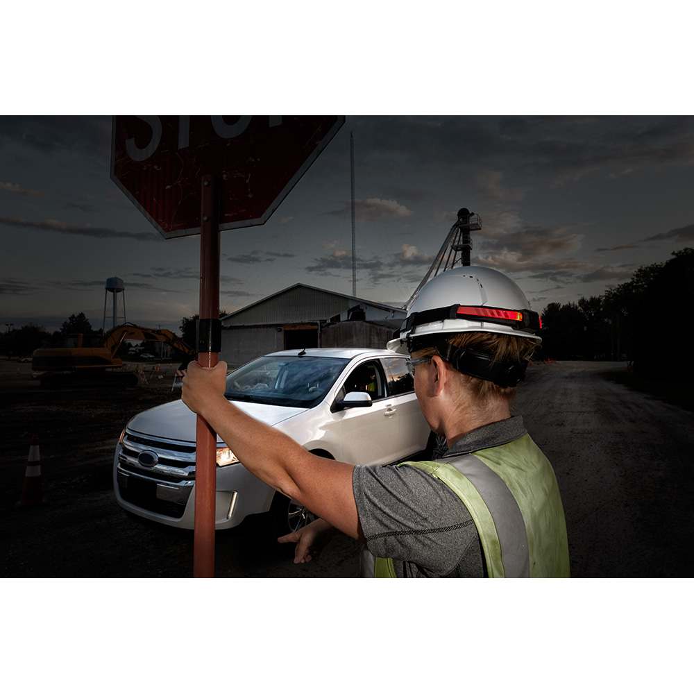 USB Rechargeable BEACON Hard Hat Light White Cap