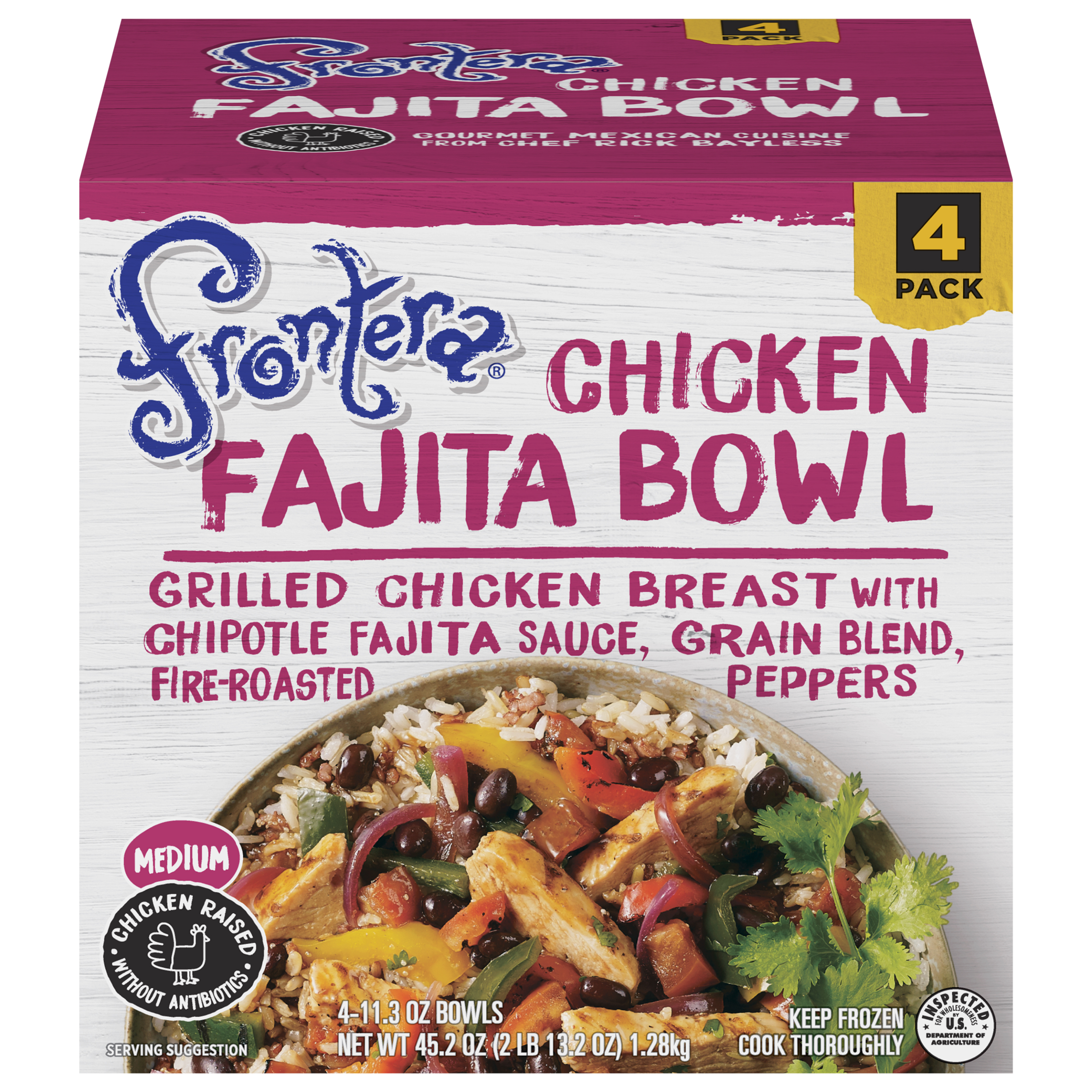 Fajita Bowl, Chicken, Medium, 4 Pack