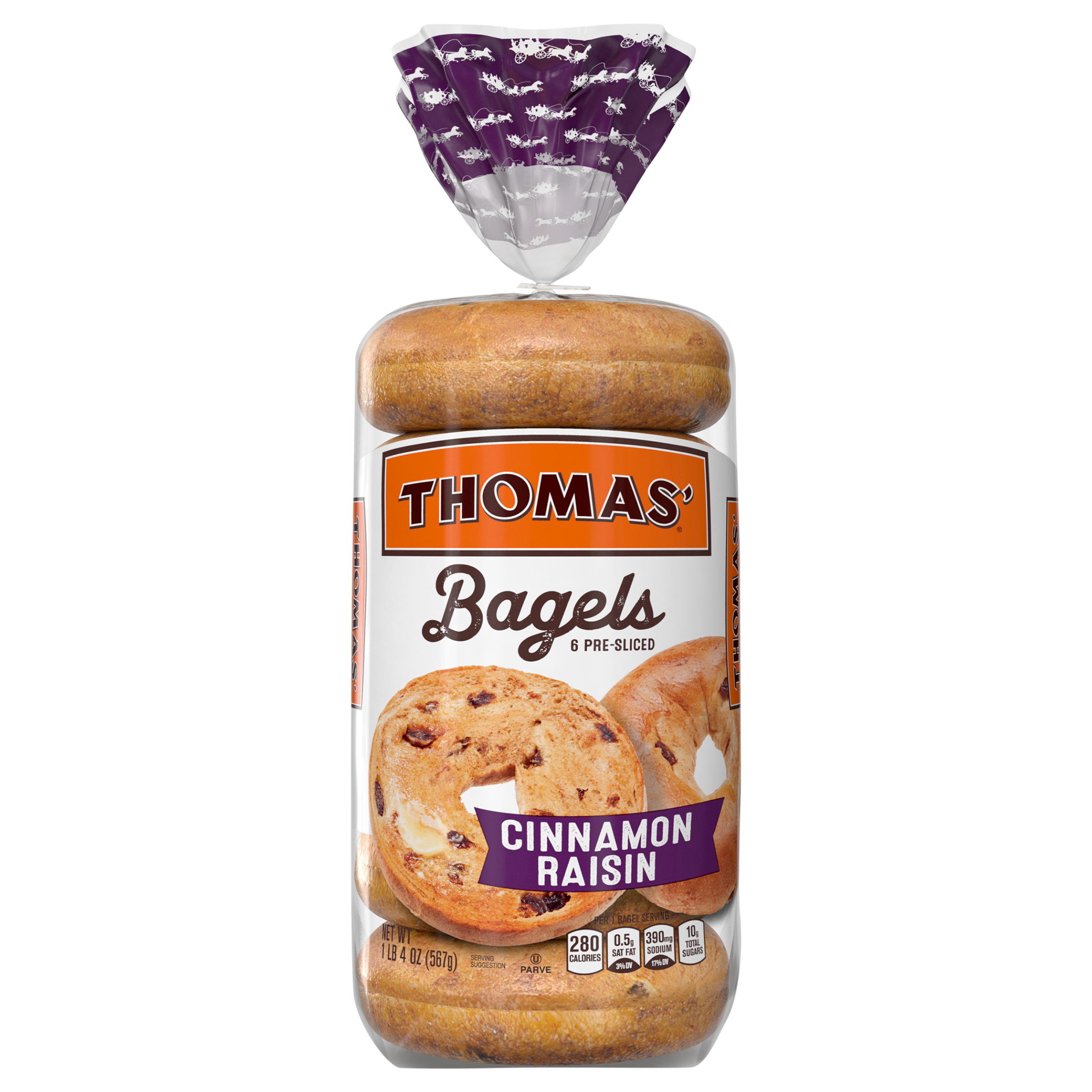 Bagels, Cinnamon Raisin, 6 Pre-Sliced