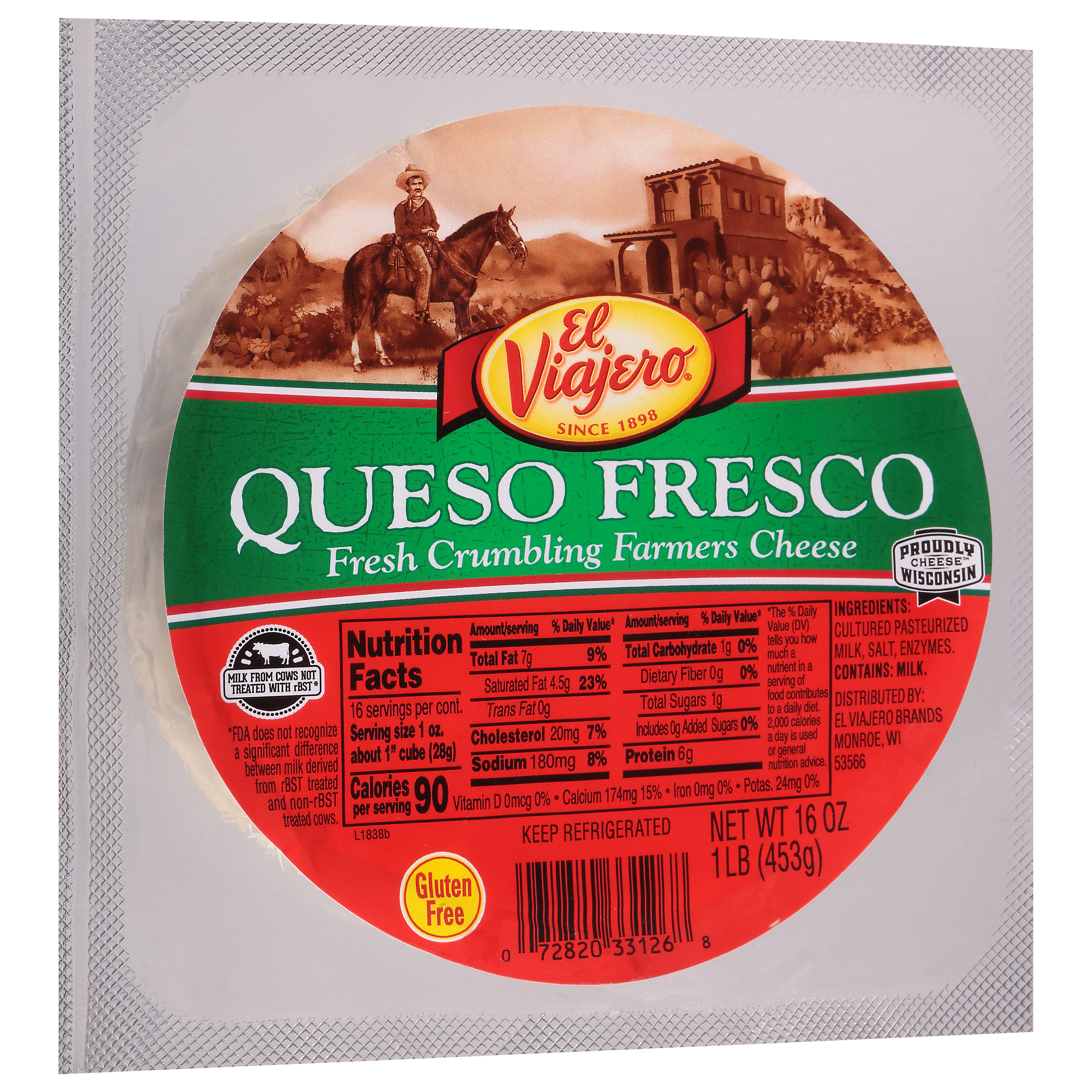 El Viajero Queso Fresco Farmers Cheese 16 Oz