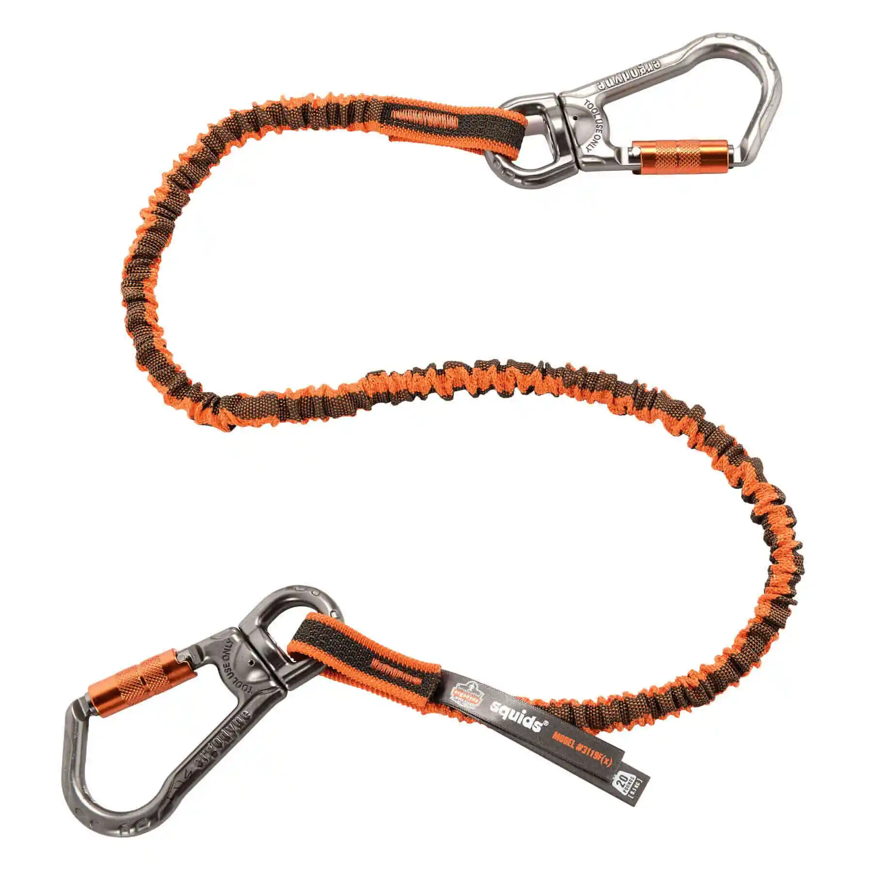Ergodyne 3119F(X) Standard Orange & Gray Double-Locking Dual Carabiner with Swivel - 25Lbs