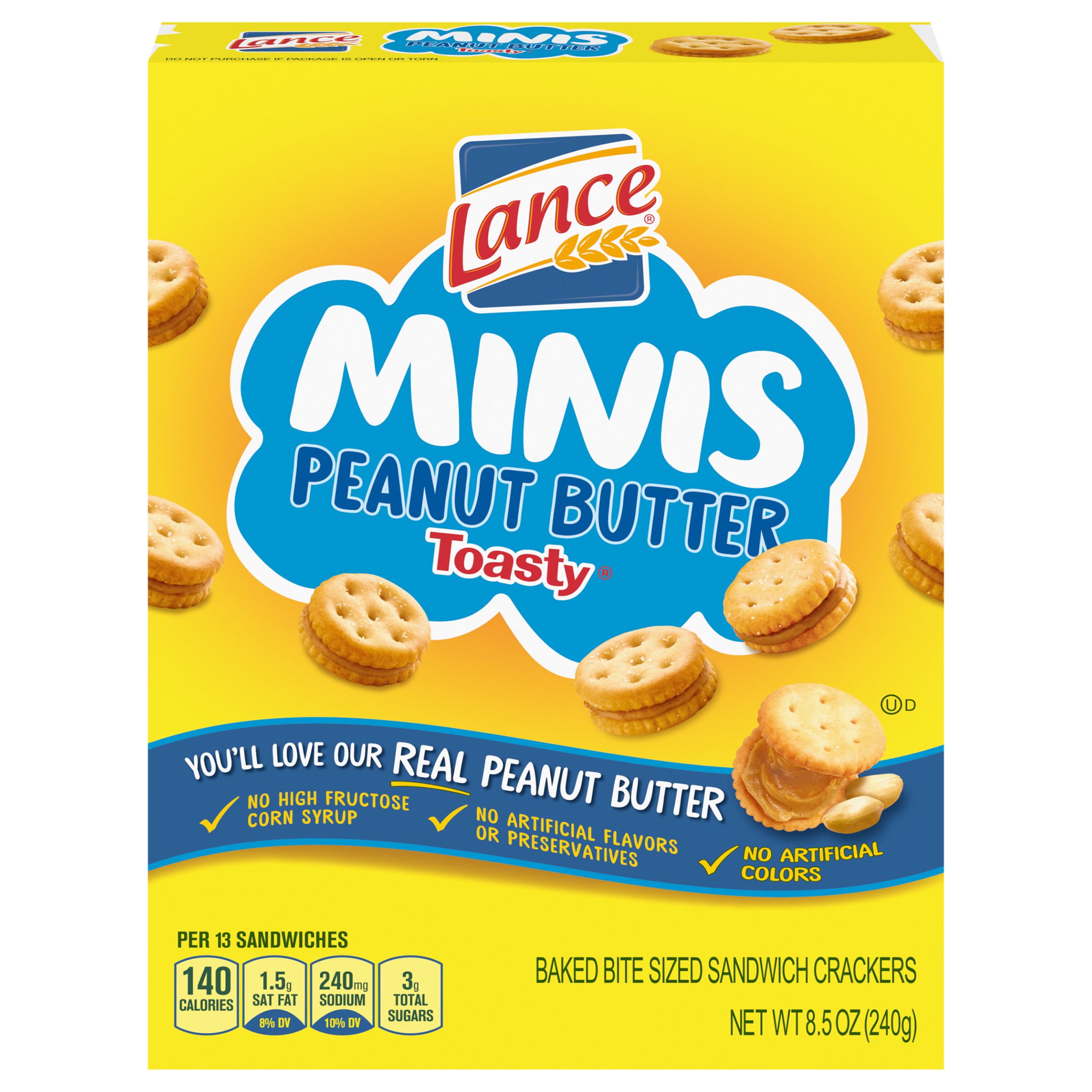 Lance Toasty Minis Baked Bite Sized Peanut Butter Sandwich Crackers 8.5 Oz