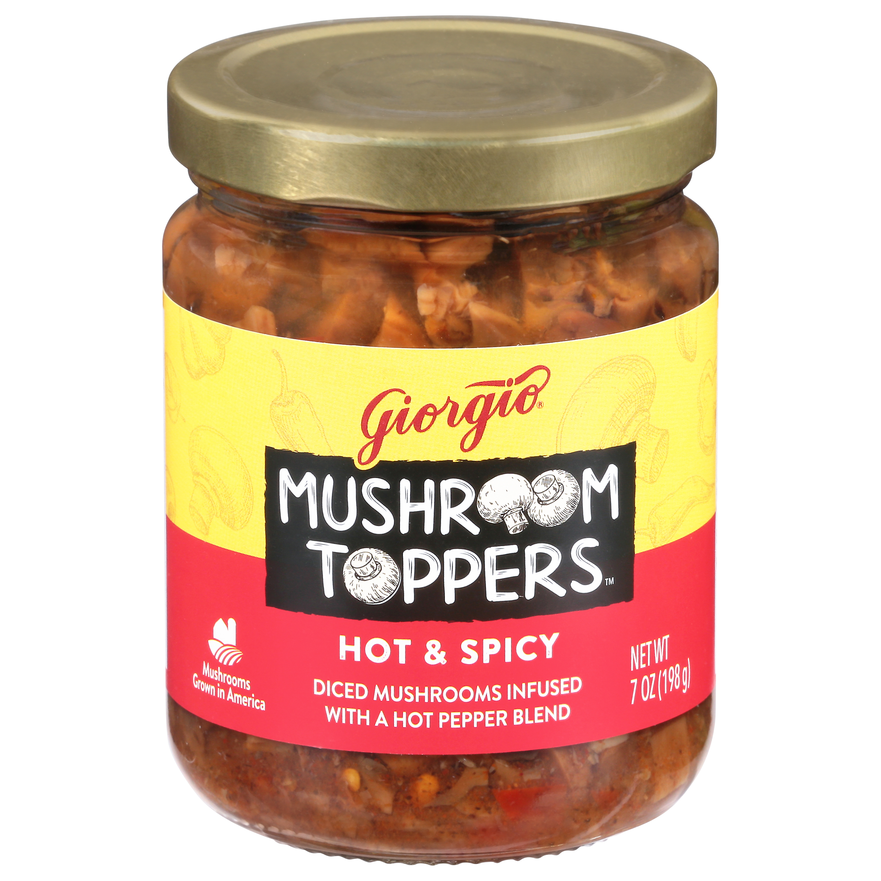 Giorgio Mushrooms Toppers Diced Hot & Spicy Mushrooms 7 Oz