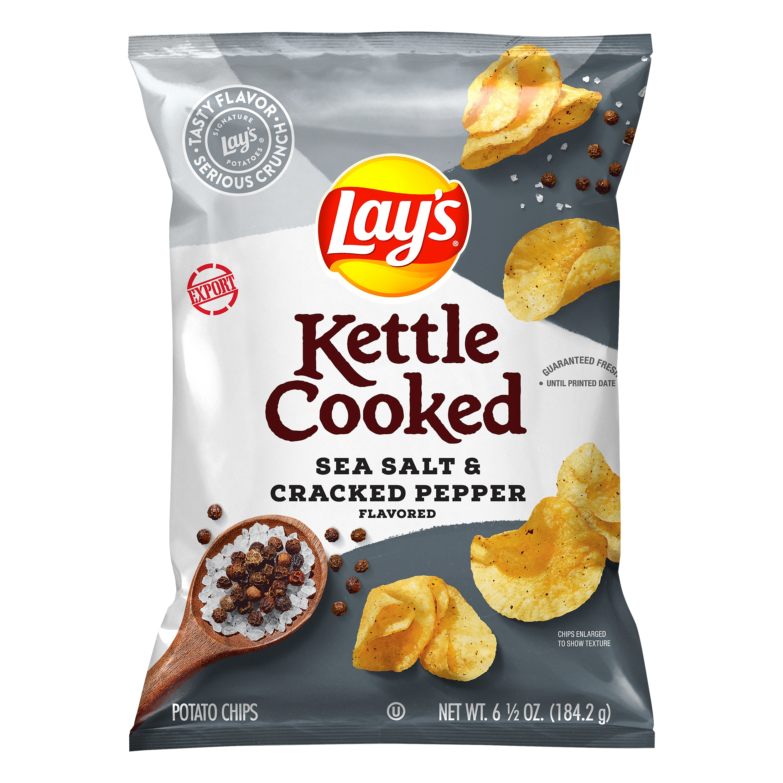 Lay's Kettle Cooked Sea Salt & Cracked Pepper Flavored Potato Chips 6.5 Oz