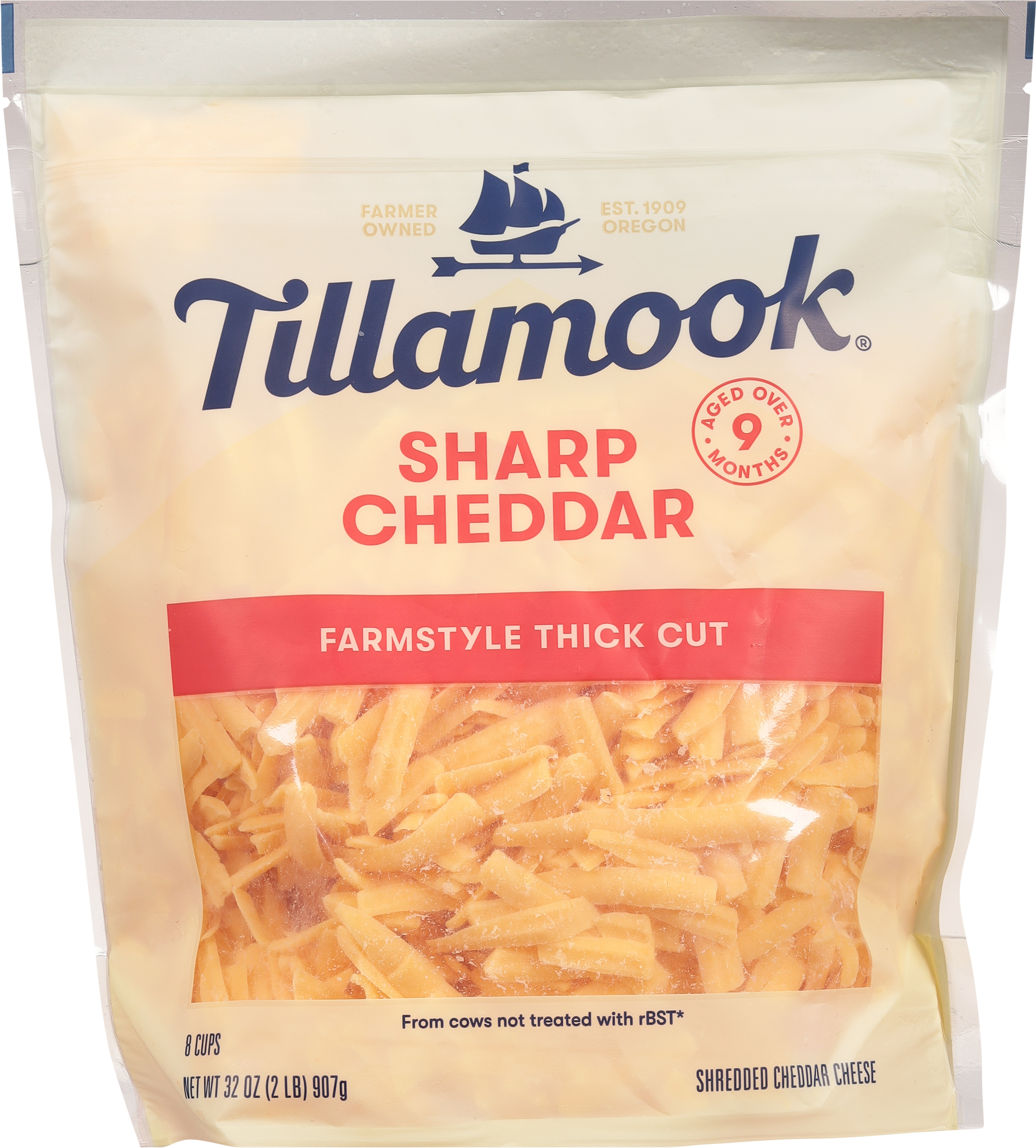 Shredded Cheese, Sharp Cheddar, Farmstyle Thick Cut