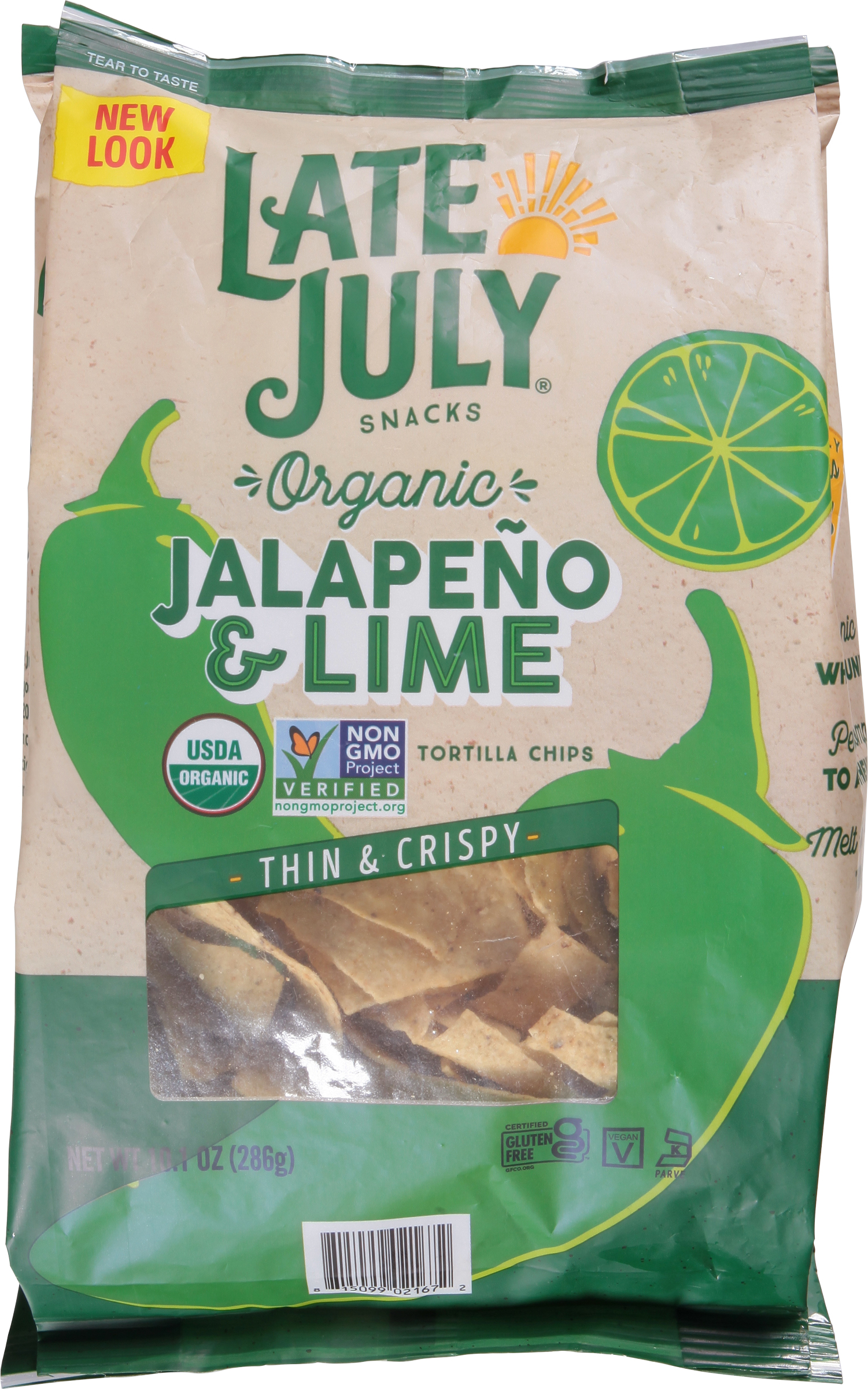 Tortilla Chips, Organic, Jalapeno & Lime, Thin & Crispy