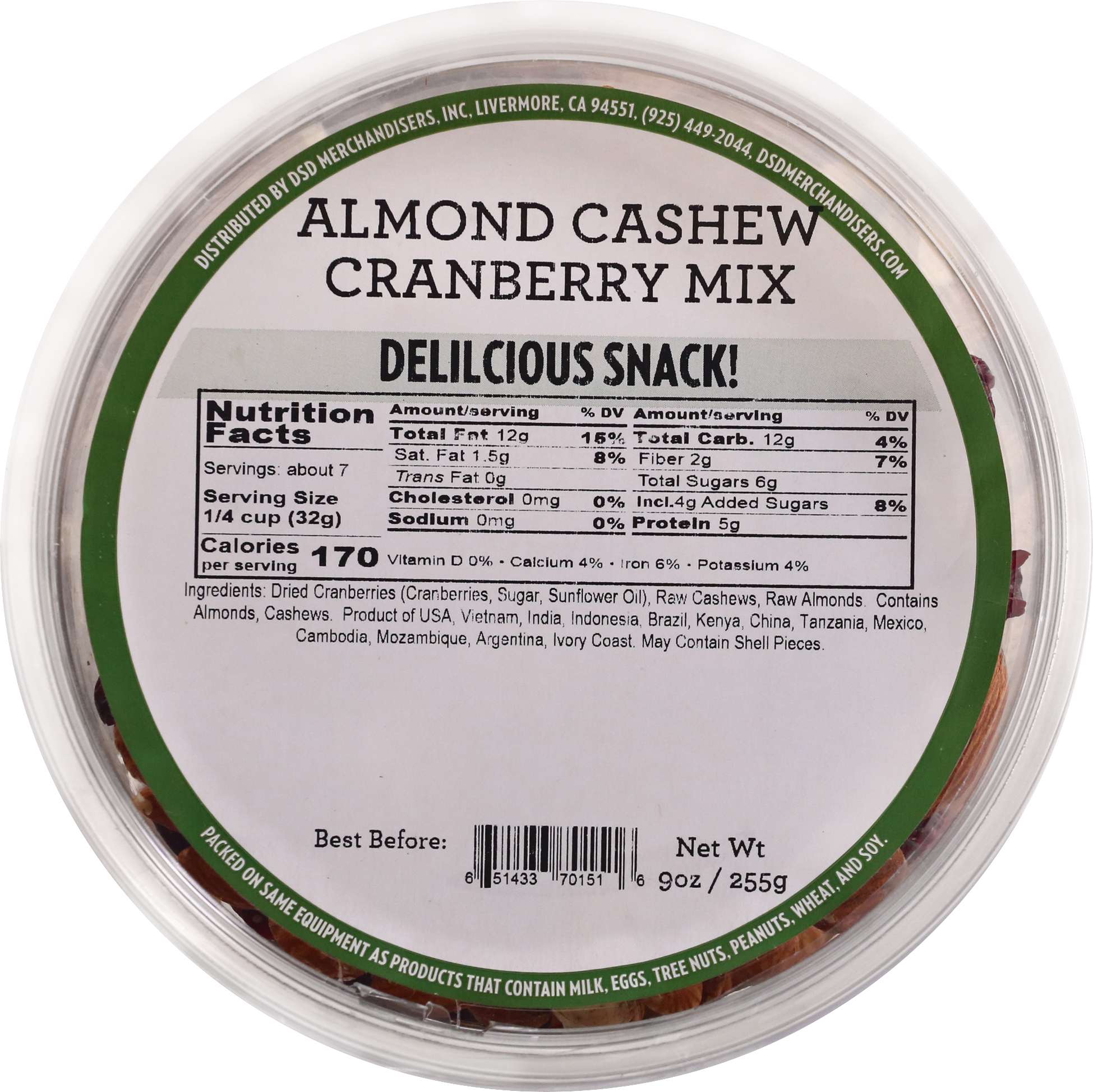 Almond Cashew Cranberry Mix