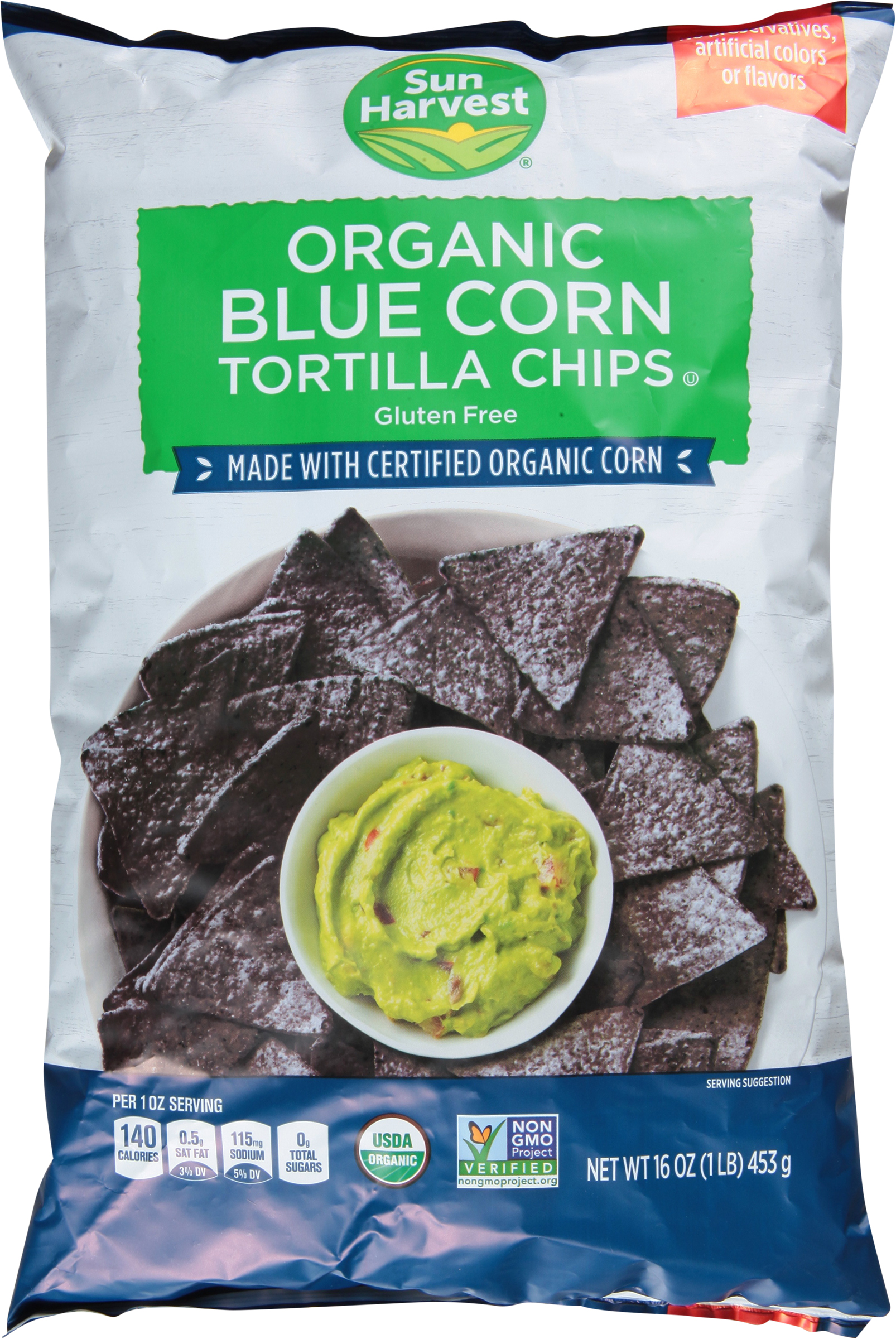 Tortilla Chips, Organic, Blue Corn