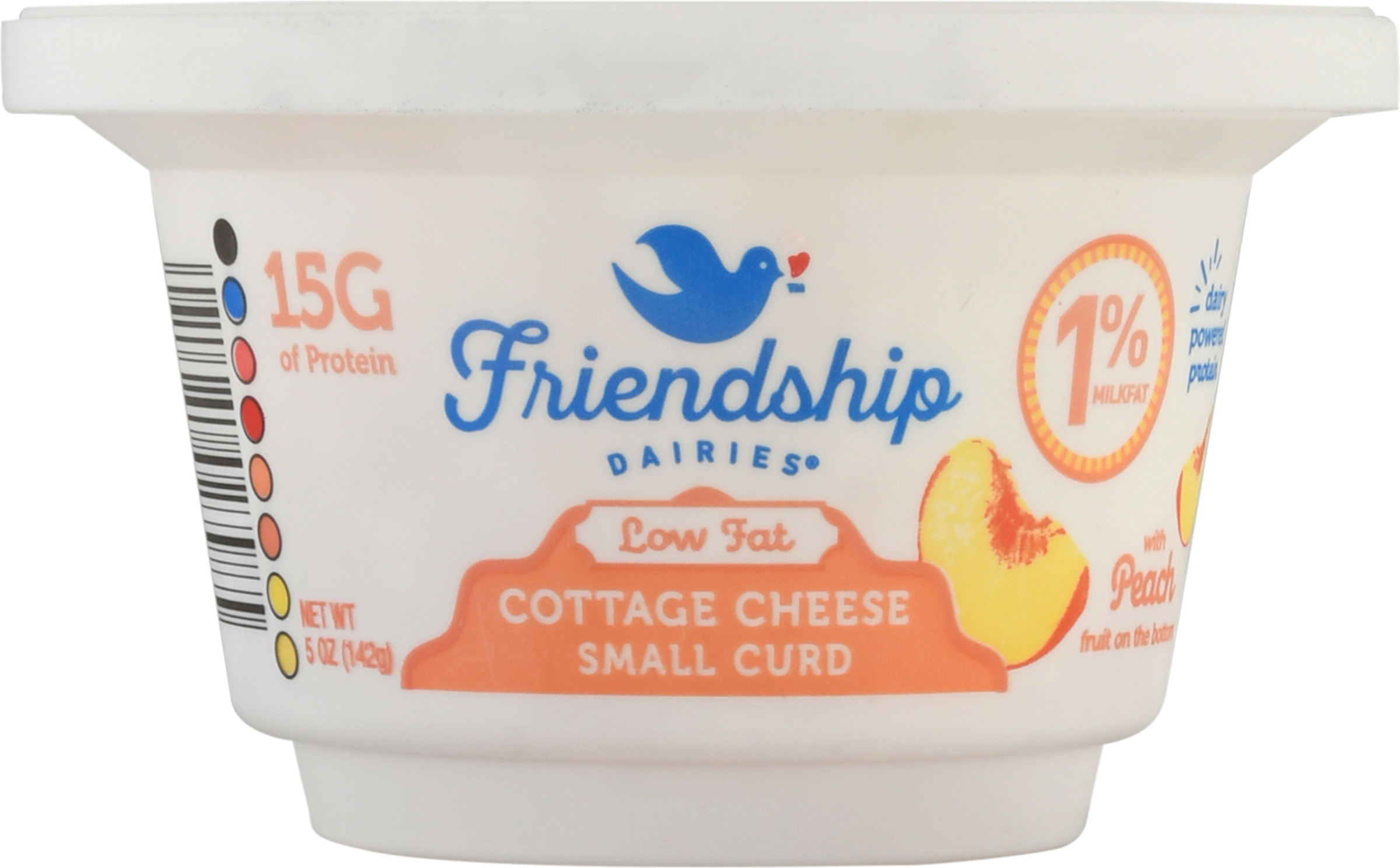 Cottage Cheese, 1% Milkfat, Low Fat, Small Curd, Peach