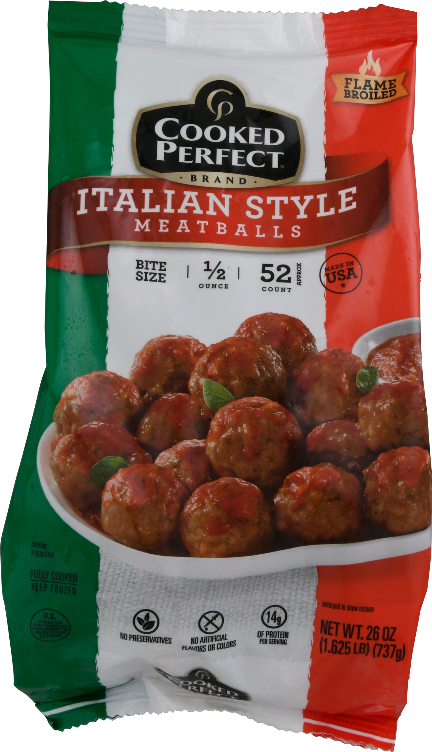 Calories in Cooked Meatballs, Italian Style Beef from Kirkland Signature