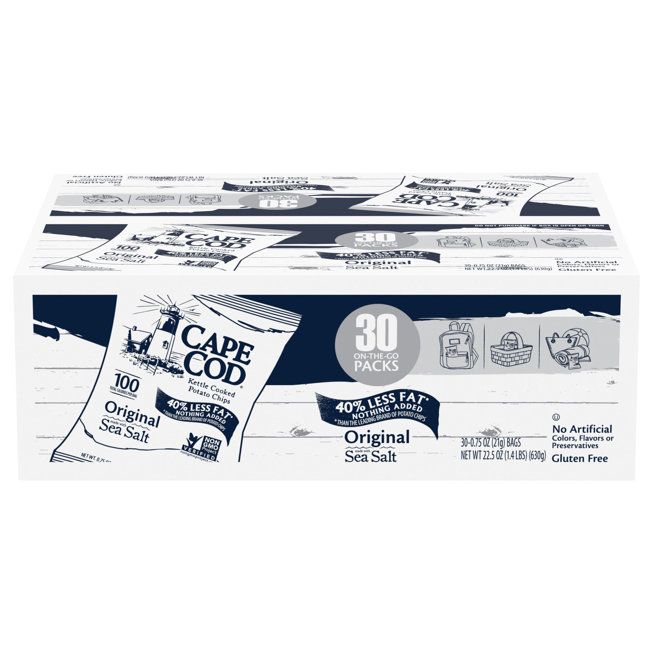 Cape Cod Kettle Cooked Original Potato Chips 30 - 0.75 Oz Bags