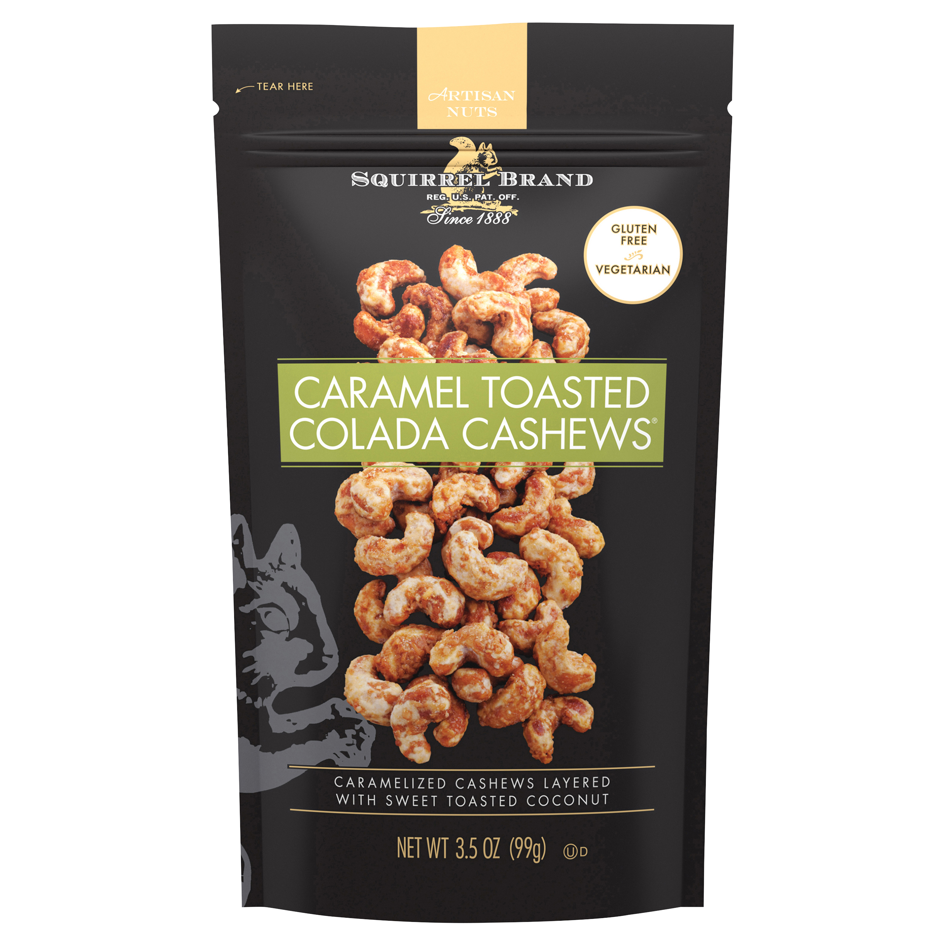 Squirrel Brand Artisan Nuts Caramel Toasted Colada Cashews, 3.5 Oz