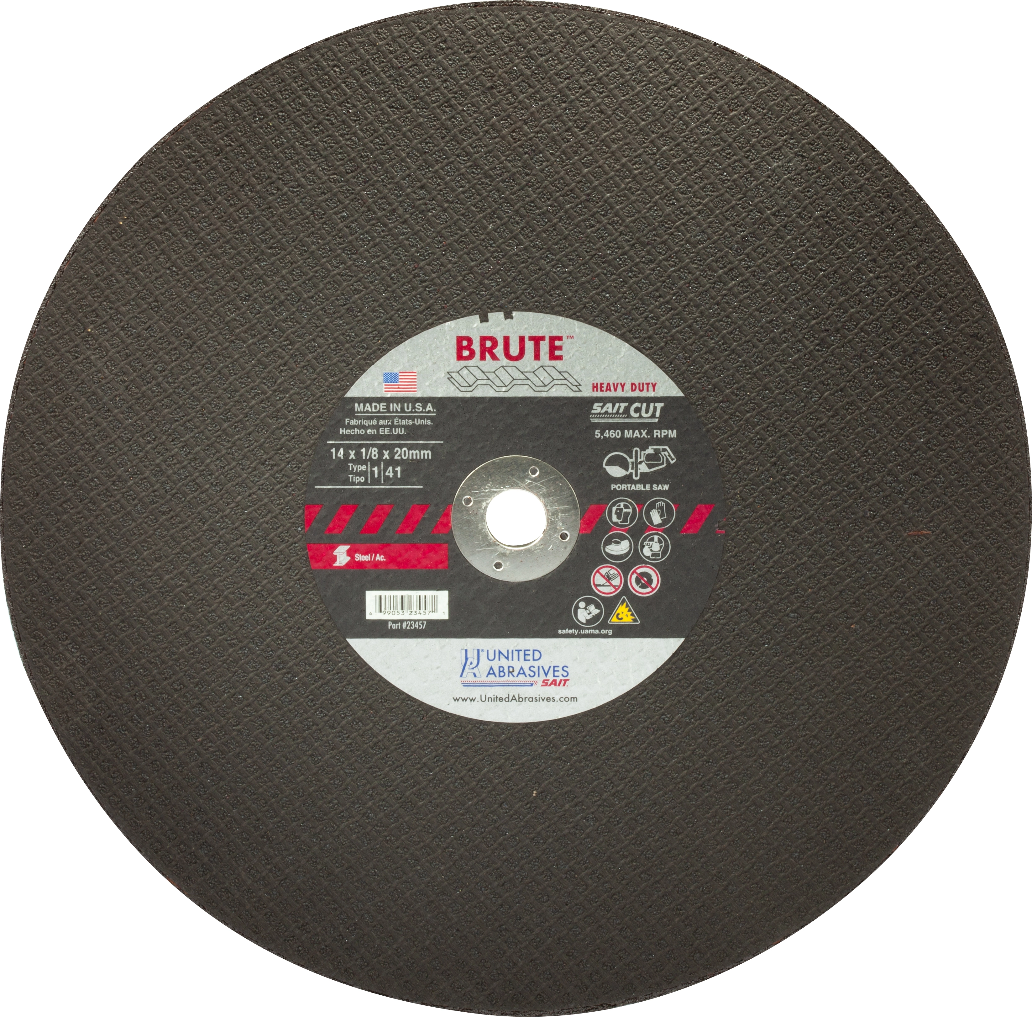 United Abrasives SAIT 12" x 1/8" 20mm Gas Metal Cut-Off Wheel