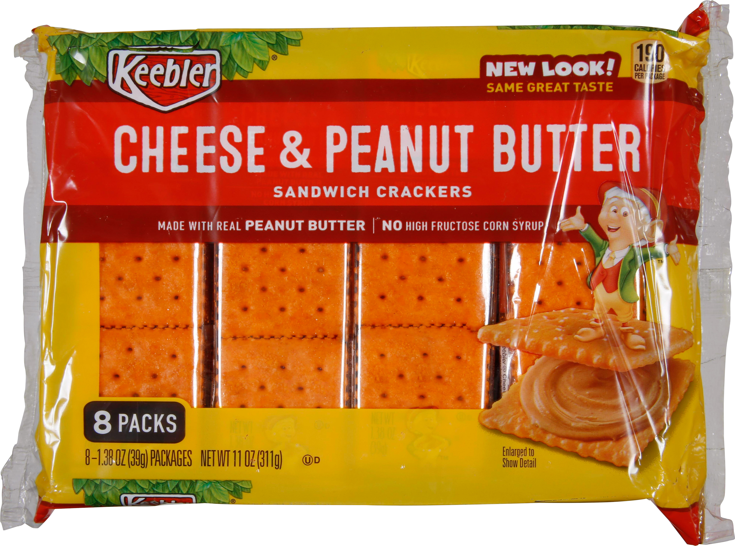 Sandwich Crackers, Cheese & Peanut Butter, 8 Packs