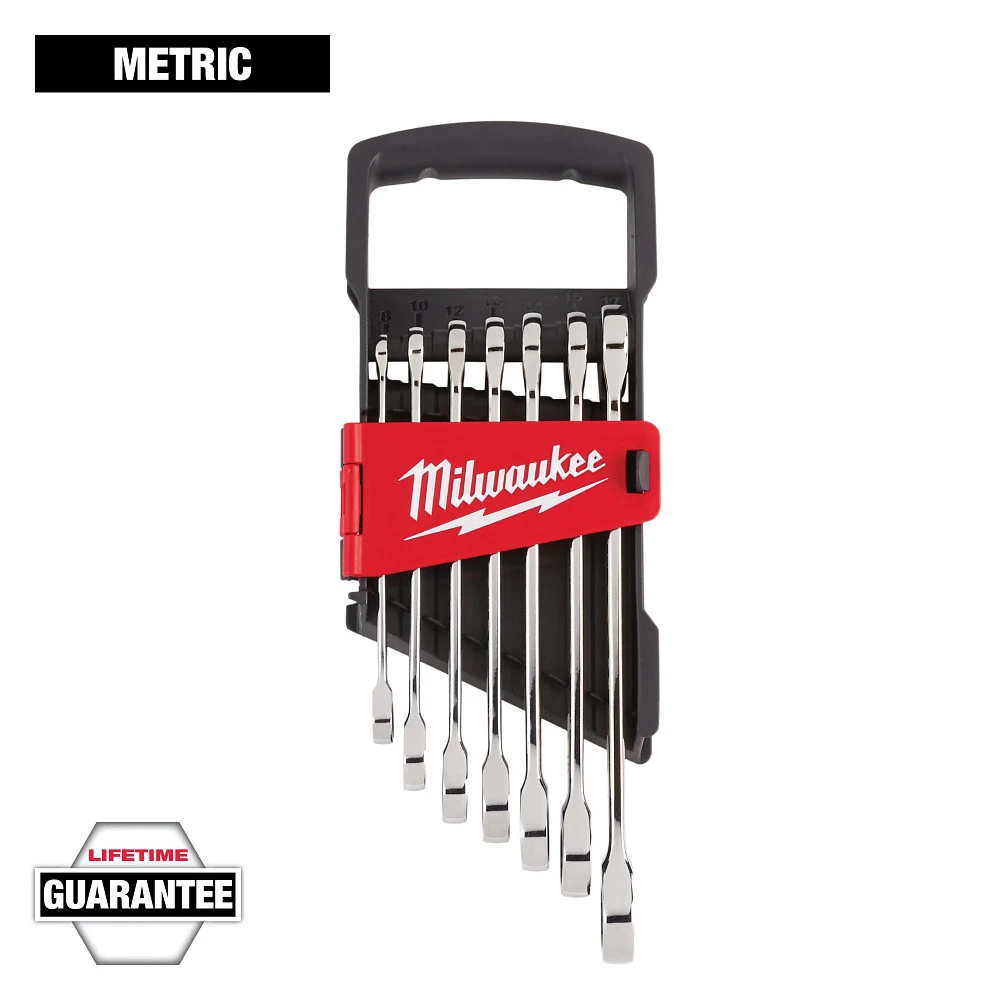 Milwaukee® 7Pc Ratcheting Combination Wrench Set - Metric