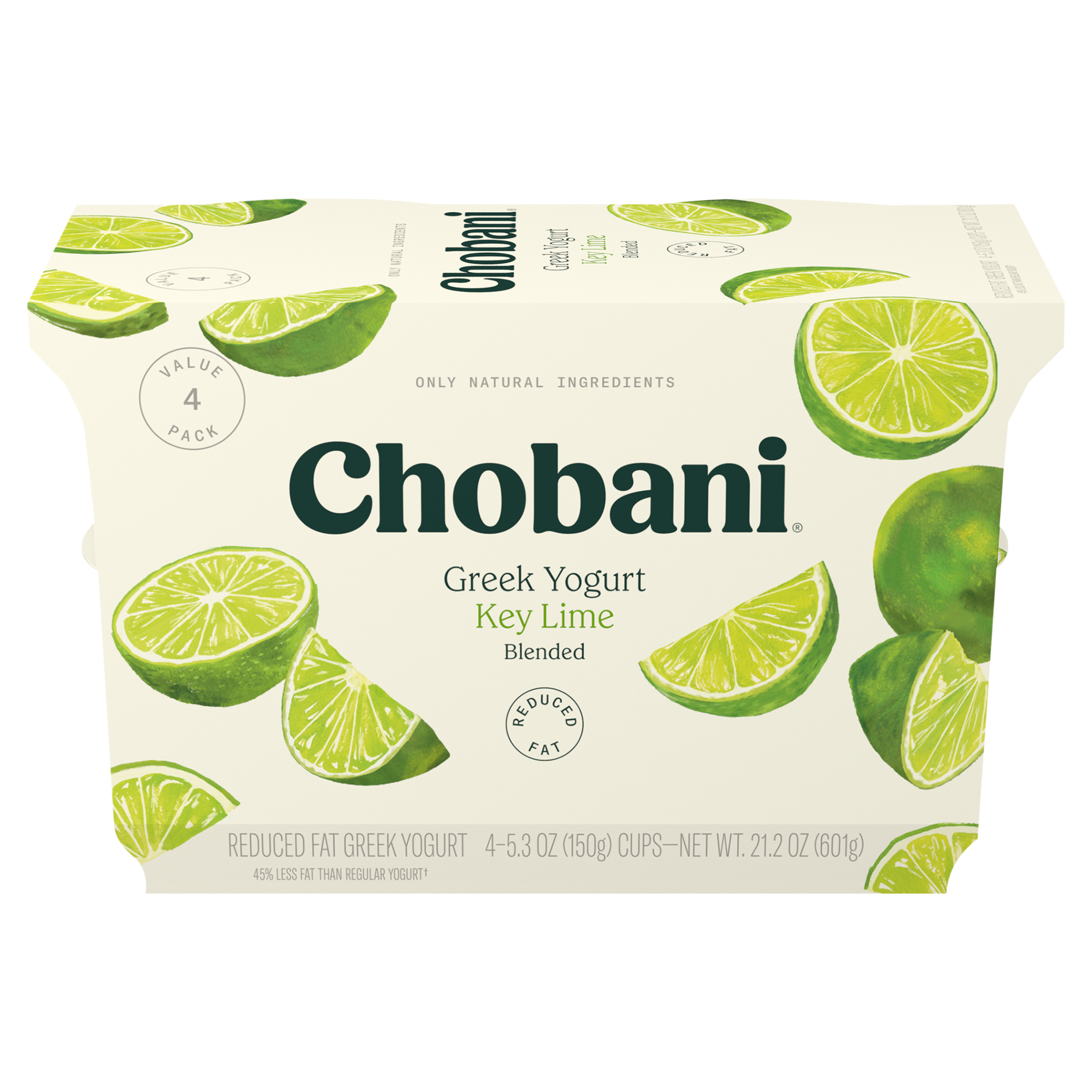 Yogurt, Greek, Reduce Fat, Key Lime, Blended, 4 Value Pack