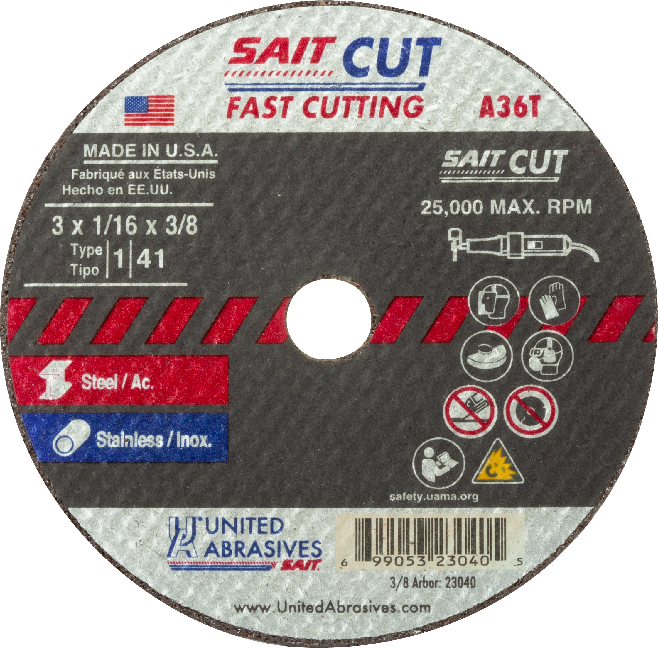 United Abrasives Sait 4" x .0625" 5/8" Metal Cutoff Wheel