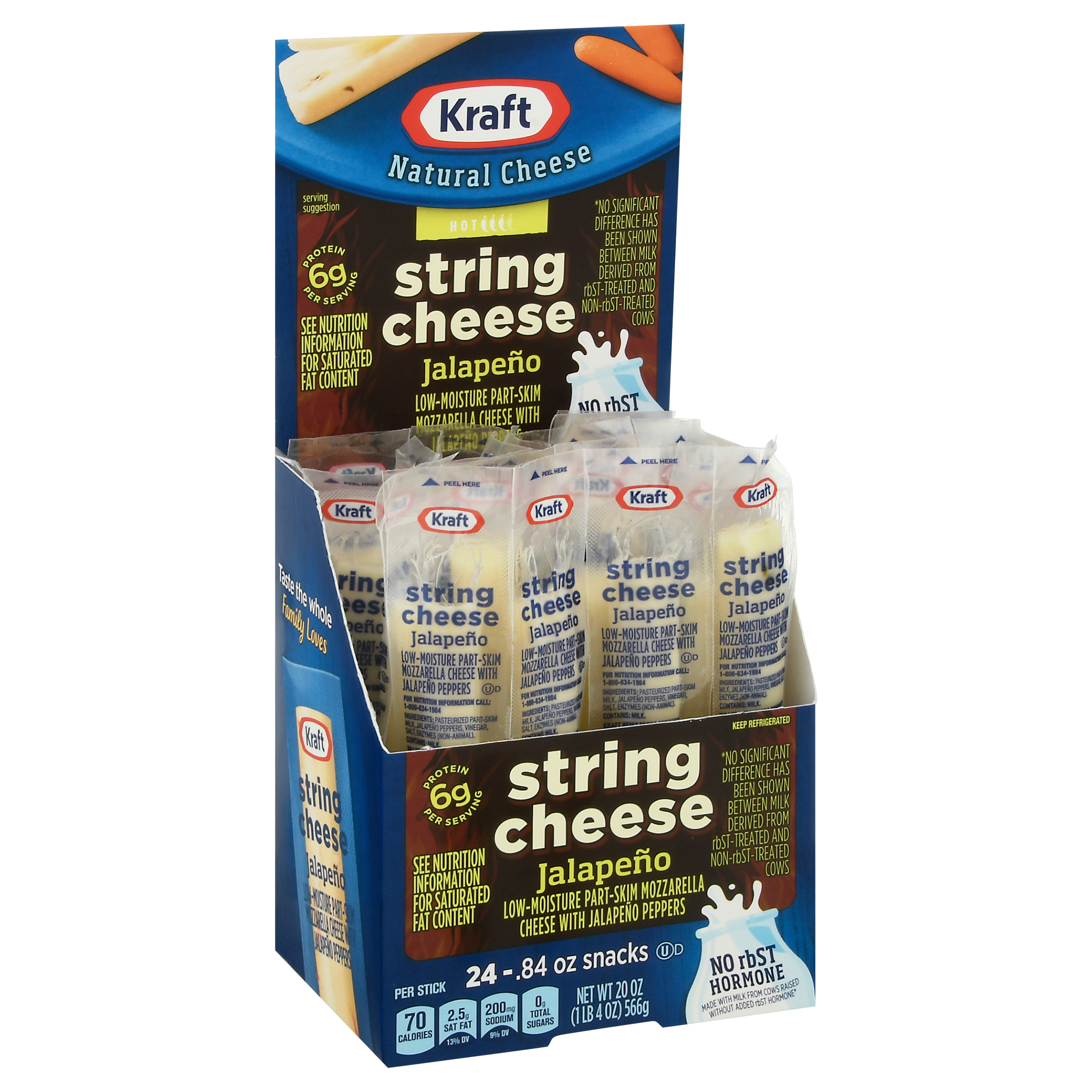 Kraft Hot Jalapeno String Cheese 24-0.84 Oz Packs
