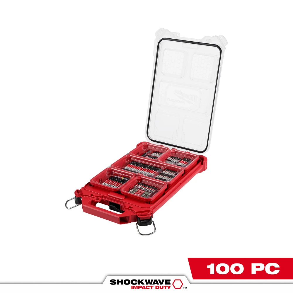 100Pc Bit Set Packout Shockwave Milwaukee