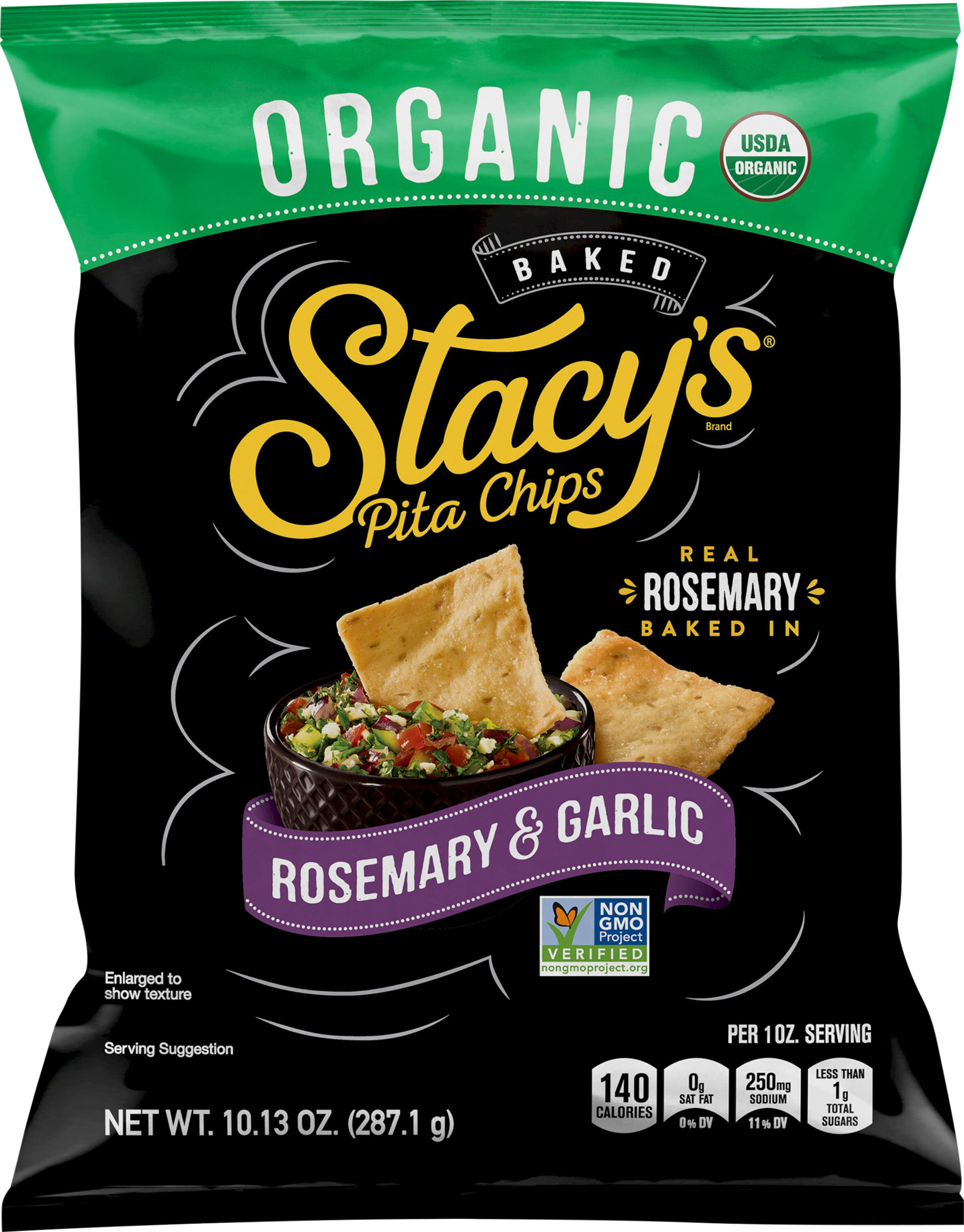 Pita Chips, Organic, Rosemary & Garlic, Baked